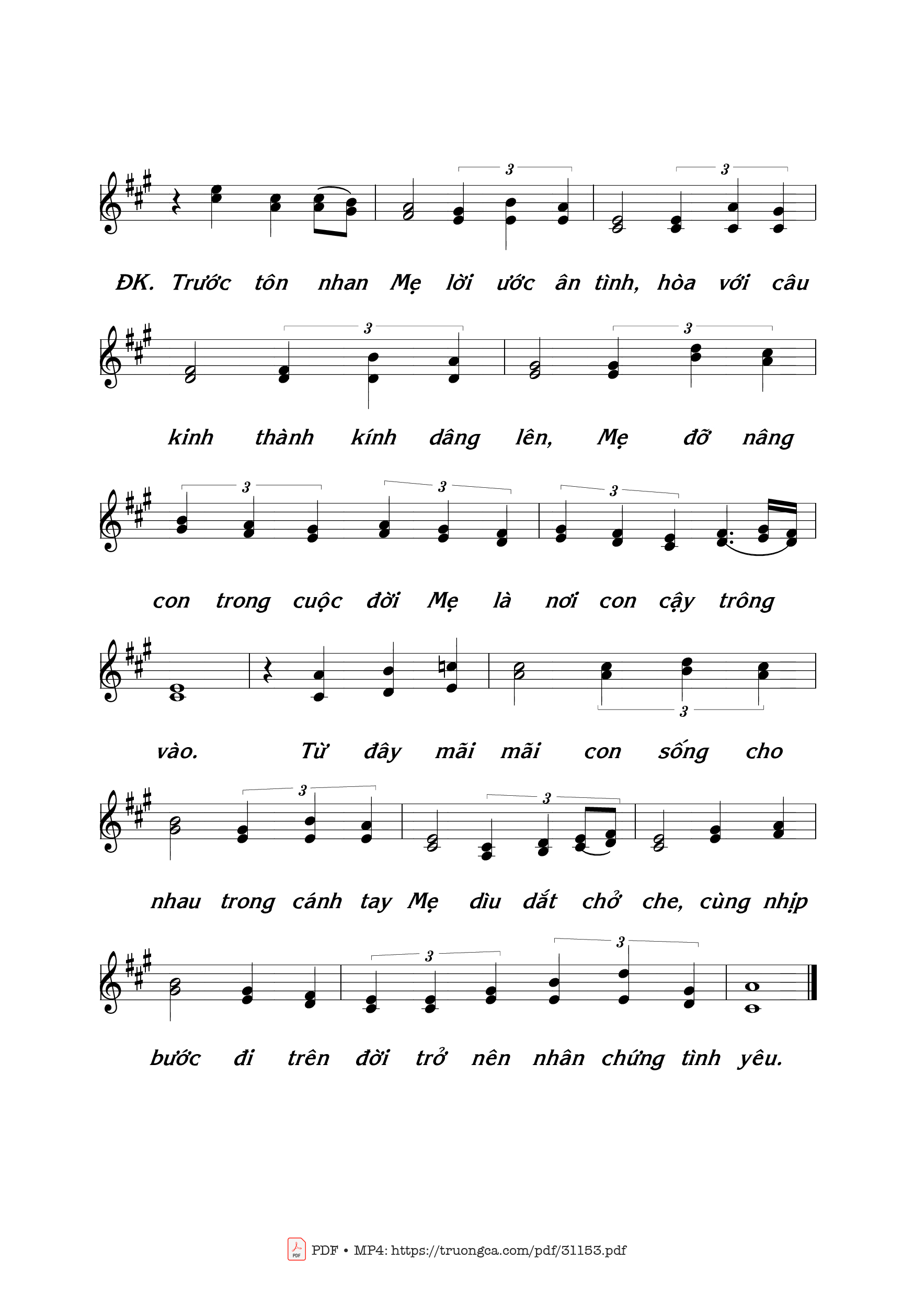 Page 2 of Sheet music PDF Dâng Mẹ tình yêu 4 - Thái Nguyên