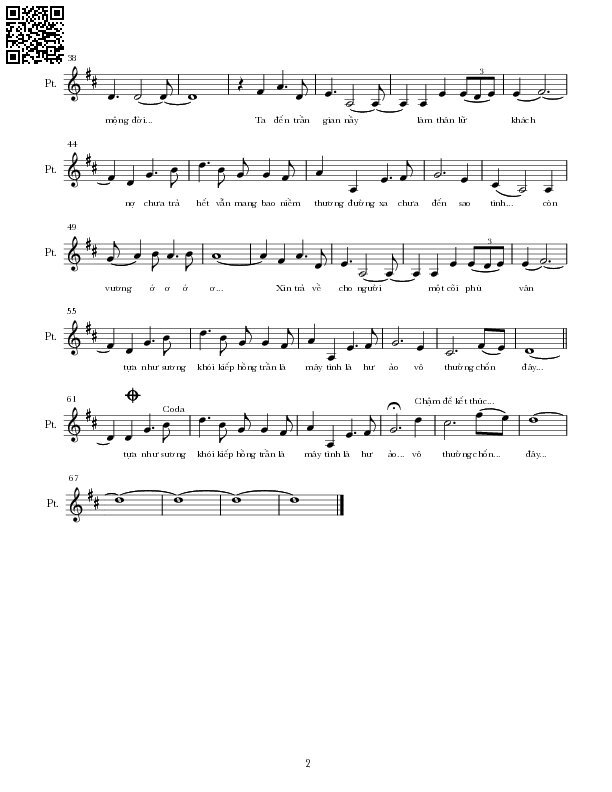 Page 2 of Sheet music PDF Lãng khách trần gian - Nguyễn Hoàng Đô