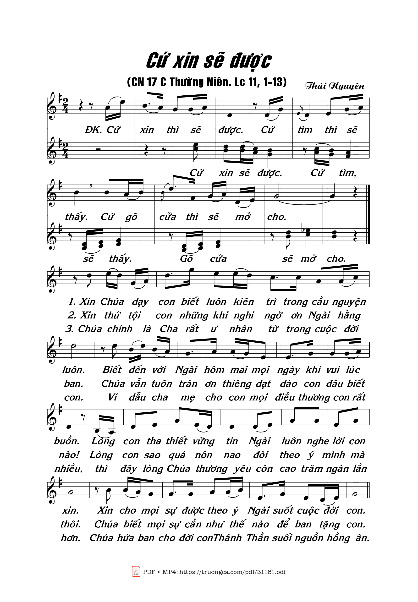 Sheet PDF of Cứ Xin Sẽ Được