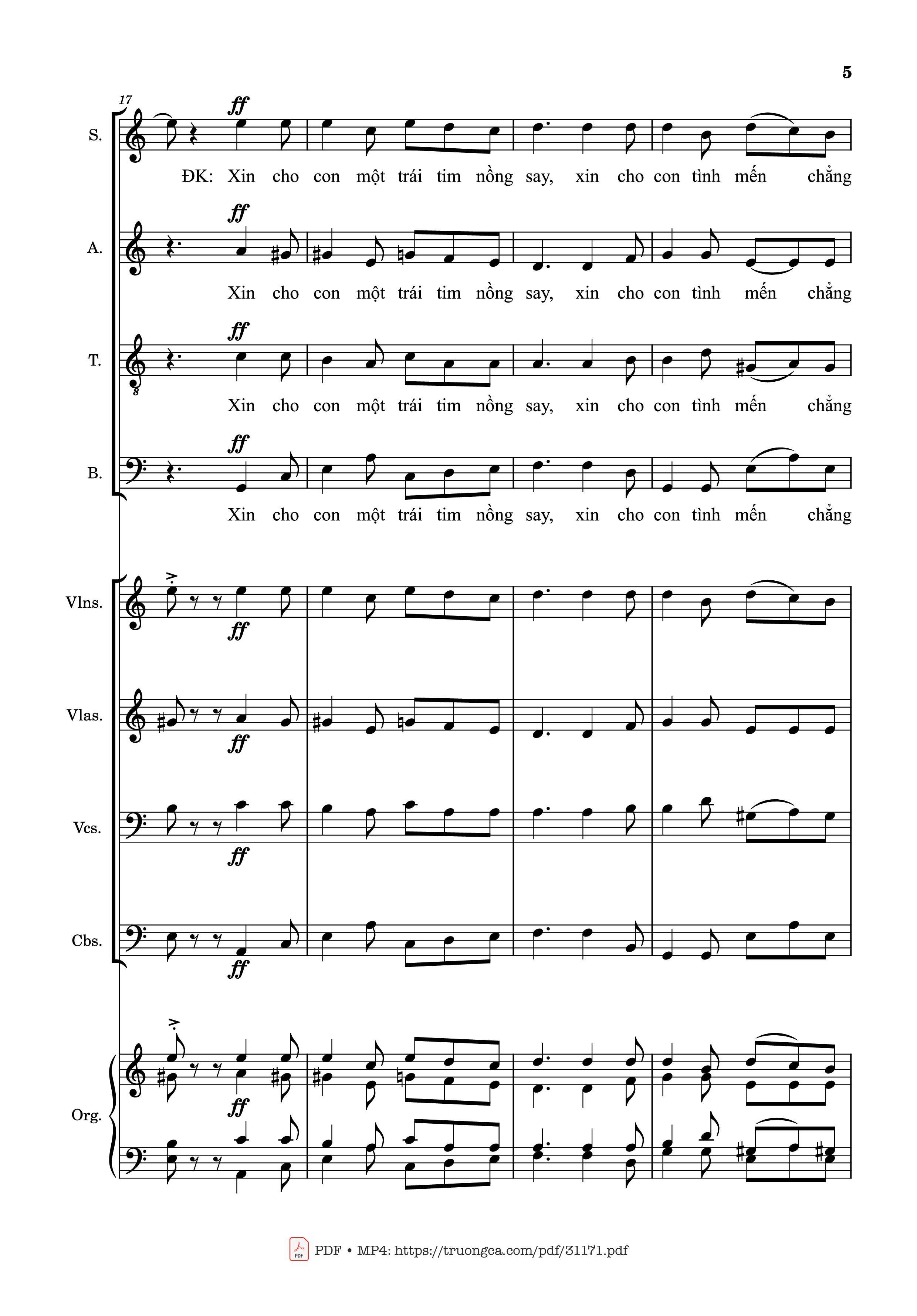 Page 5 of Sheet music PDF Guitar Tab Tình Ca Vô Tận (Bè SATB) - Ngọc Kôn