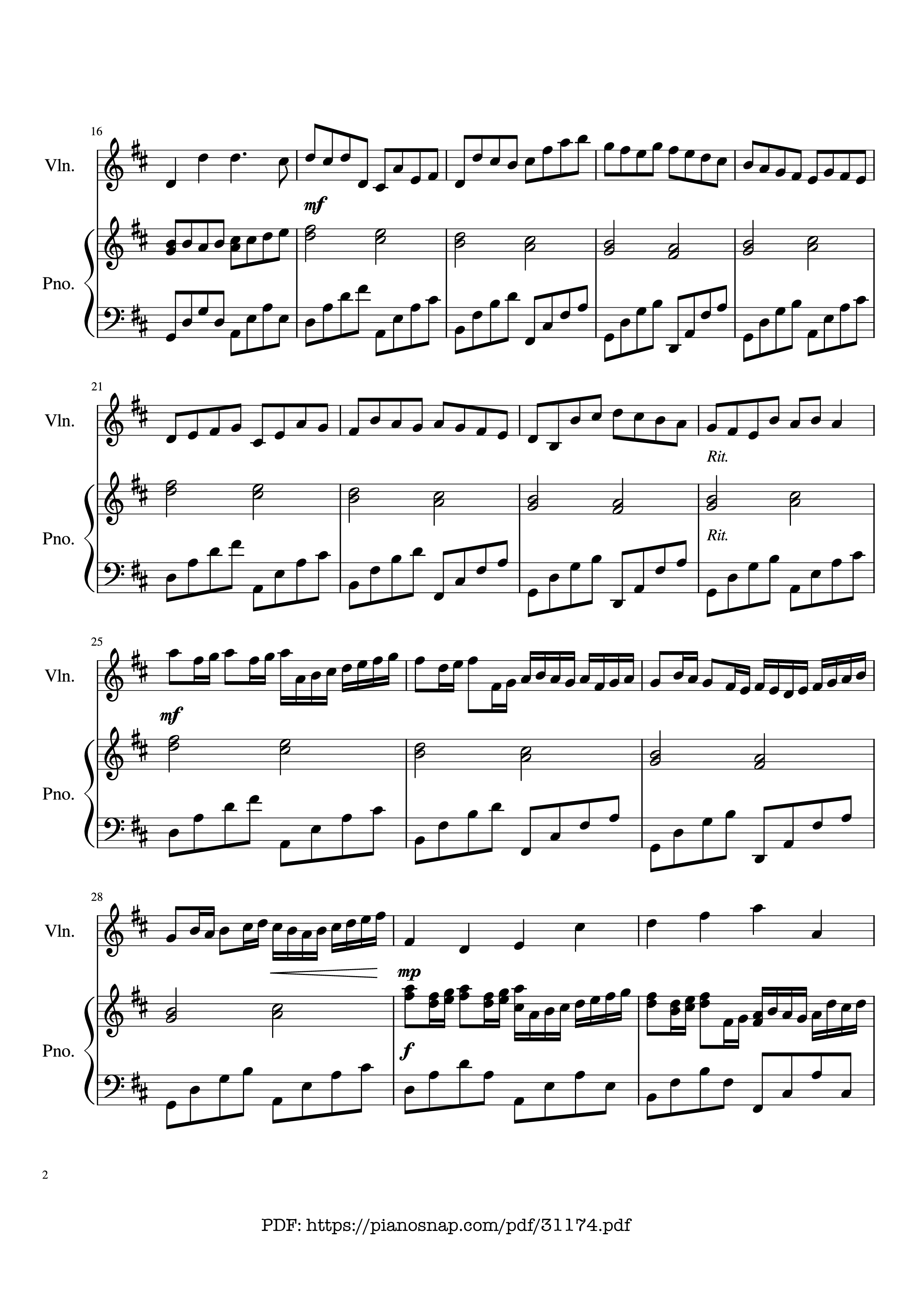 Page 2 of Sheet music PDF Piano Canon in D major Piano Violin - Pachelbel