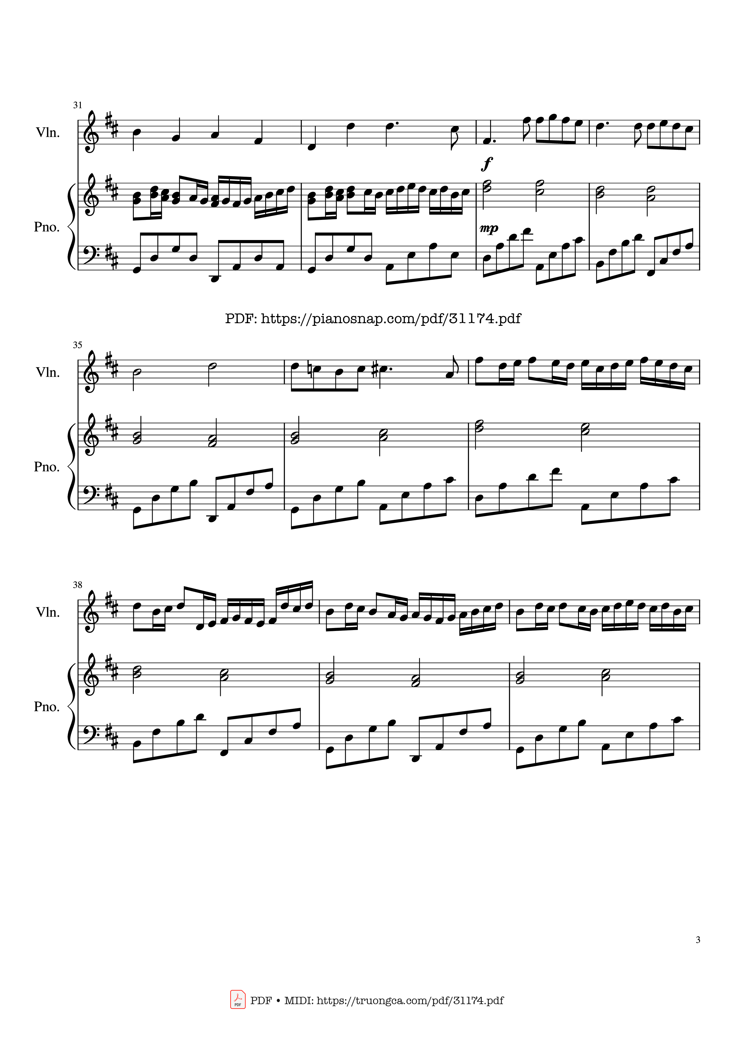 Page 3 of Sheet music PDF Piano Canon in D major Piano Violin - Pachelbel