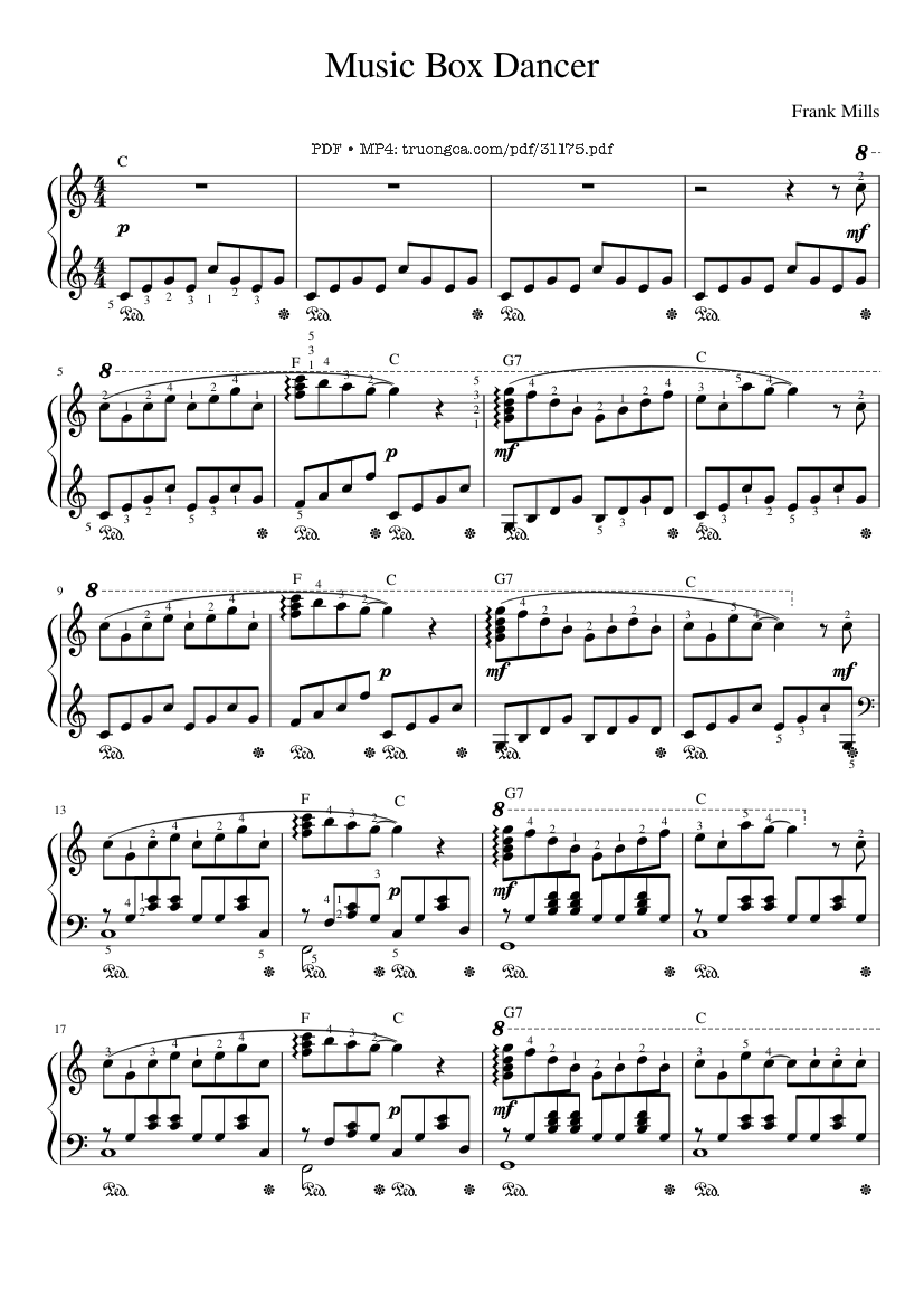Page 1 of Sheet music PDF Piano Music Box Dancer Piano - Frank Mills