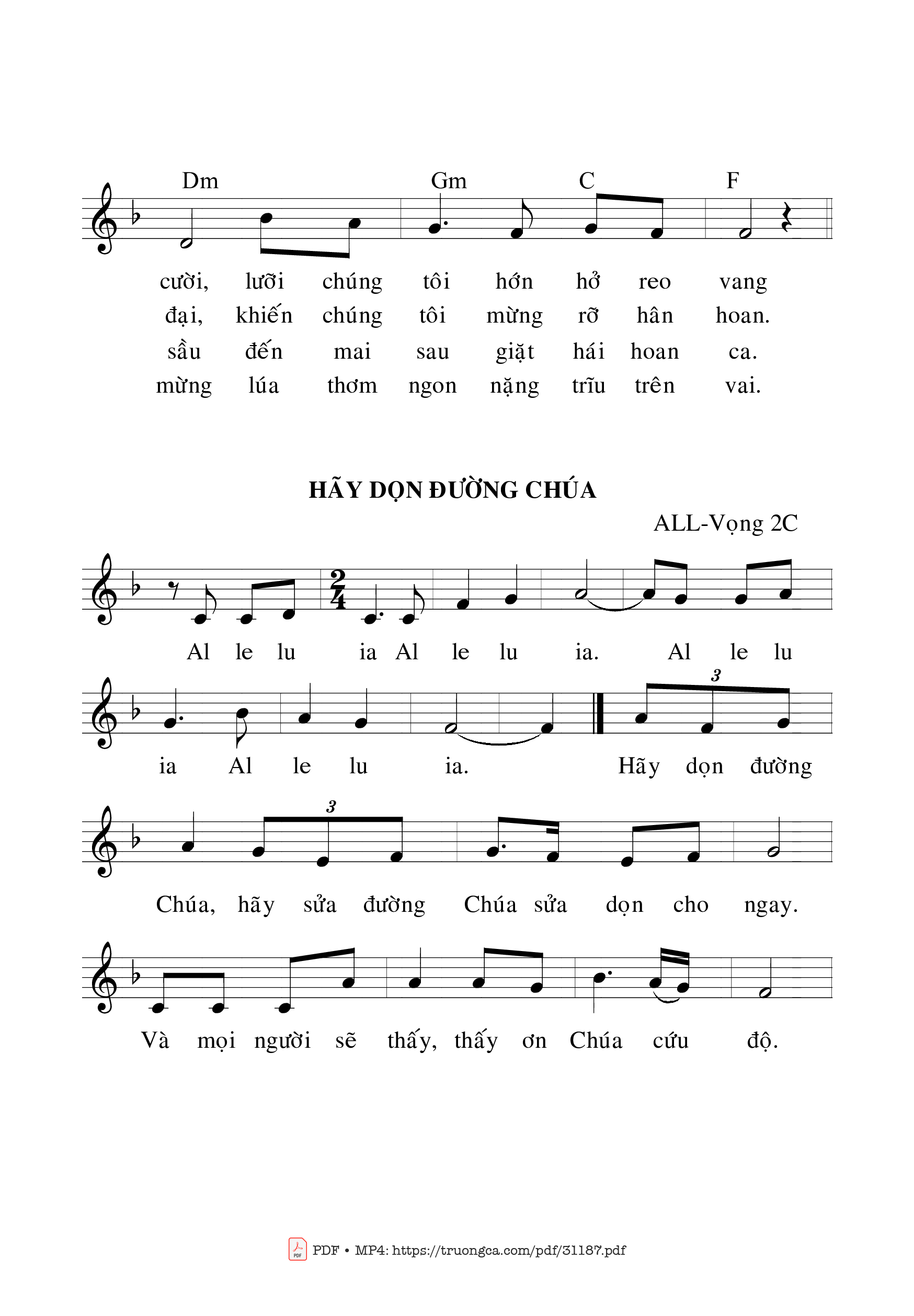 Page 2 of Sheet music PDF Thánh Vịnh 125, Chúa Nhật 2C Mùa Vọng - Bạch Vân
