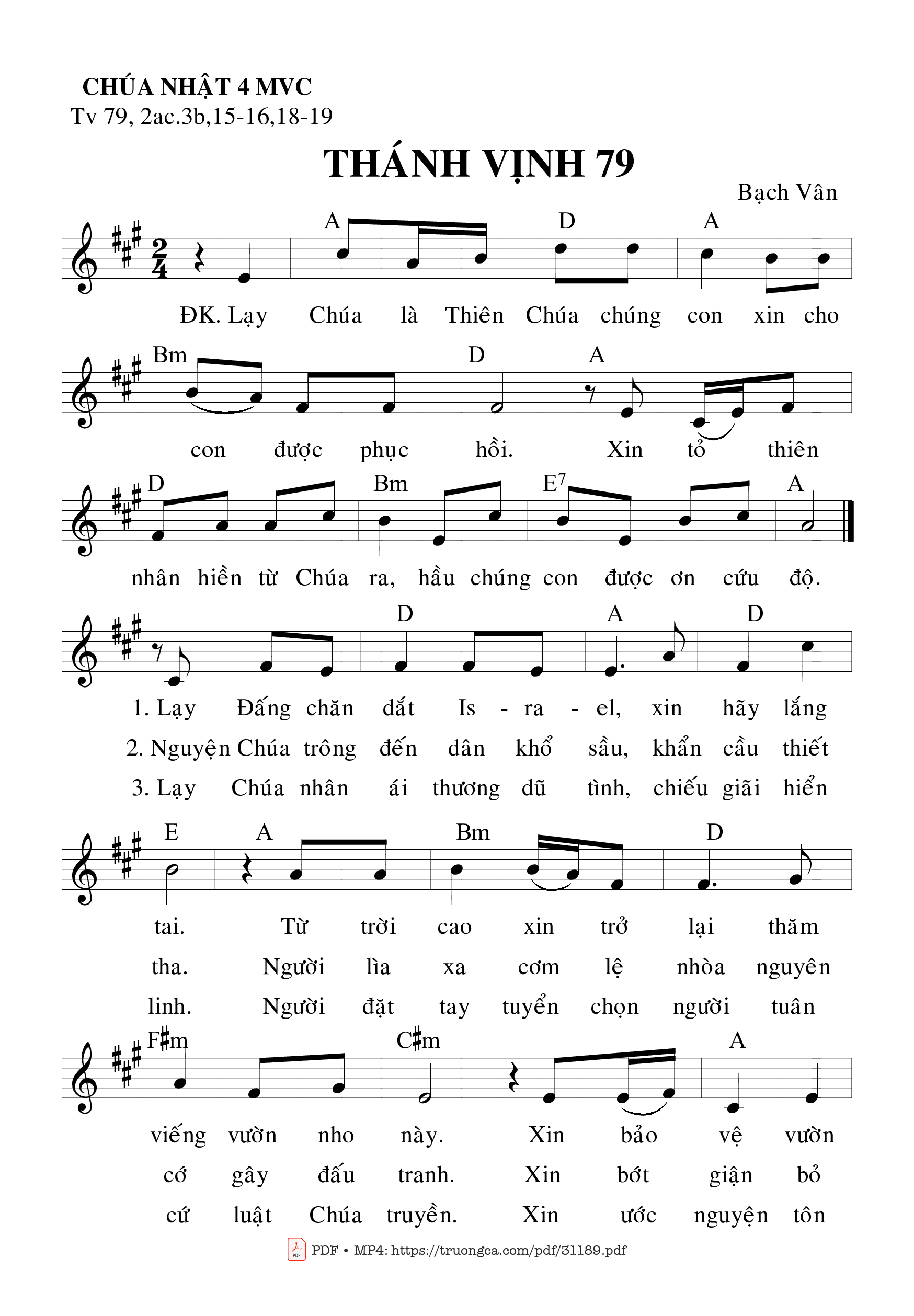 Sheet PDF of Thánh Vịnh 79, Chúa Nhật 4C Mùa Vọng