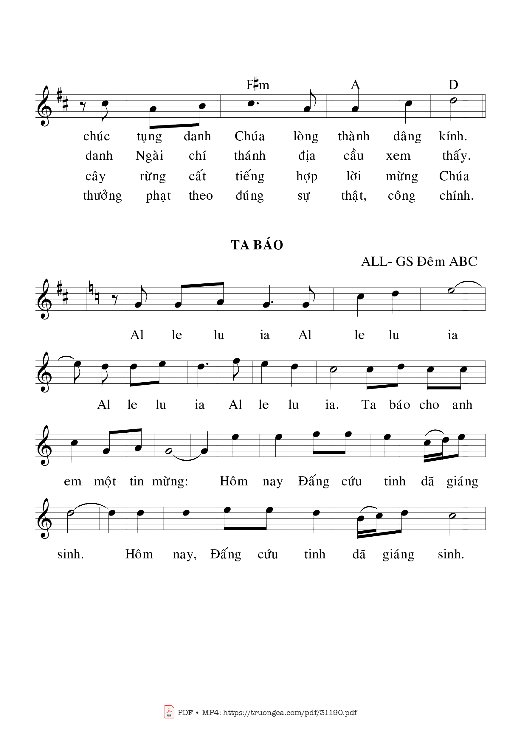 Page 2 of Sheet music PDF Thánh Vịnh 95, Lễ Đêm Giáng Sinh - Bạch Vân