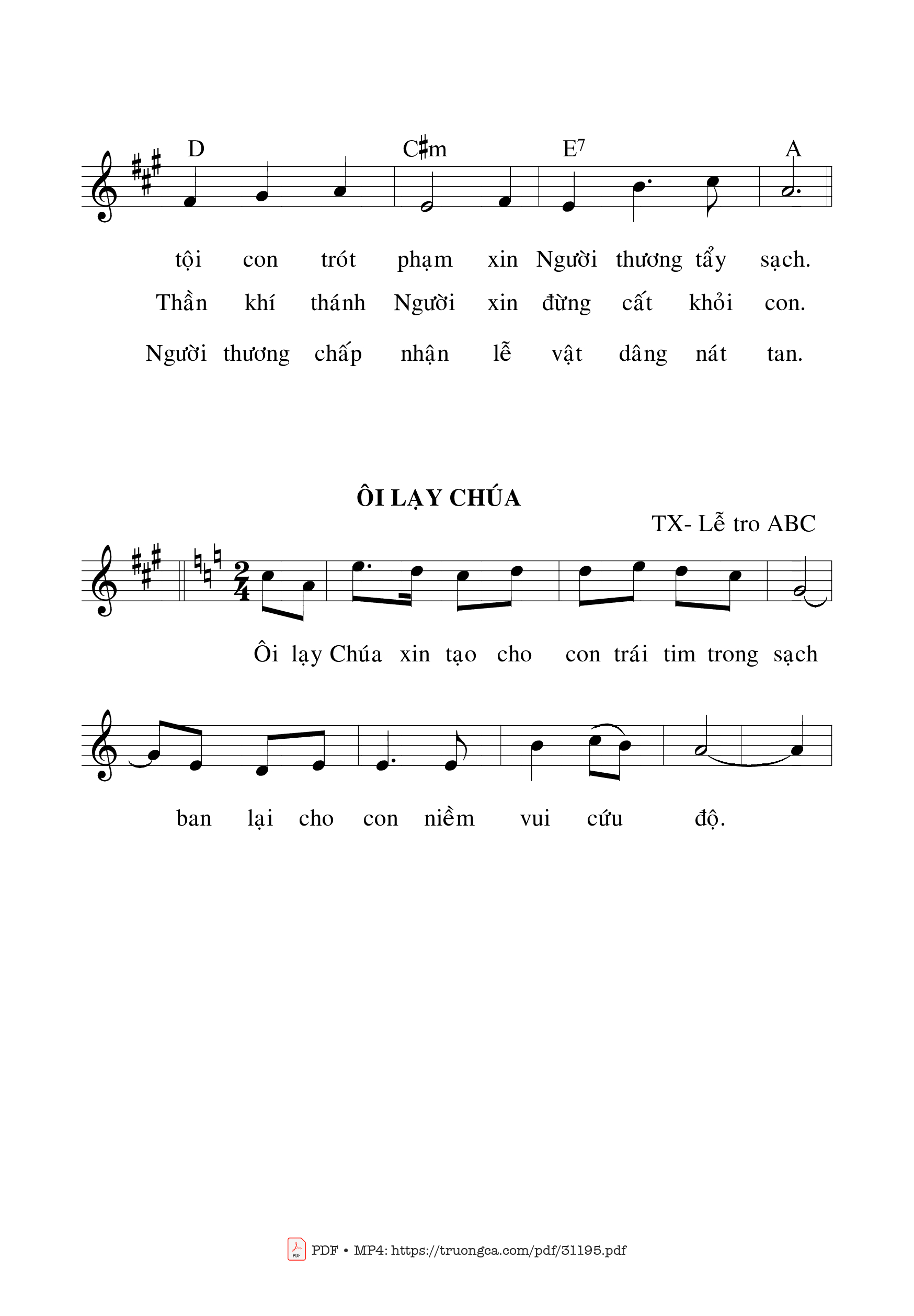 Page 2 of Sheet music PDF Thánh Vịnh 50, Thứ Tư Lễ Tro - Bạch Vân