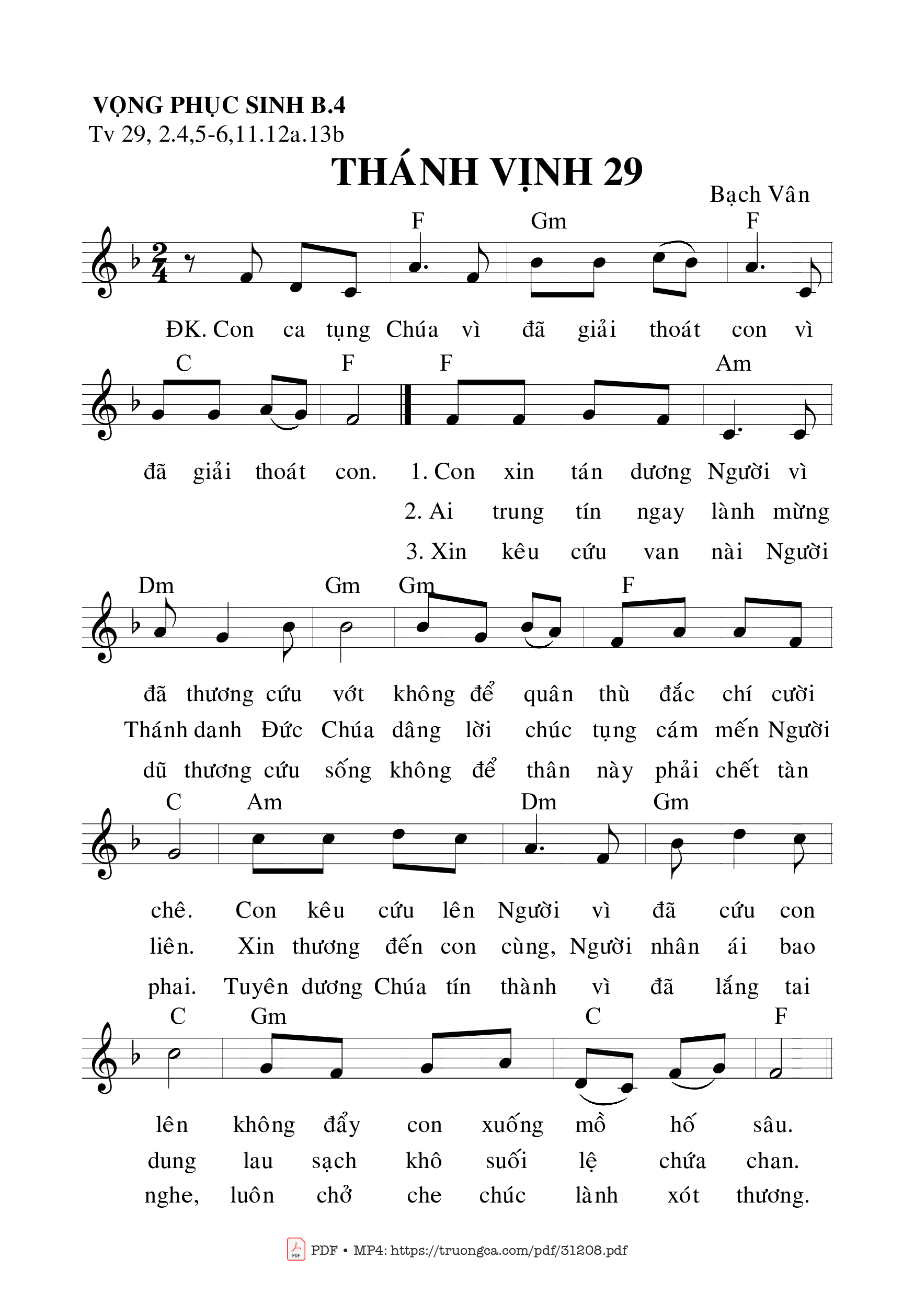 Sheet PDF of Thánh Vịnh 29, Vọng Phục Sinh – Bài 4