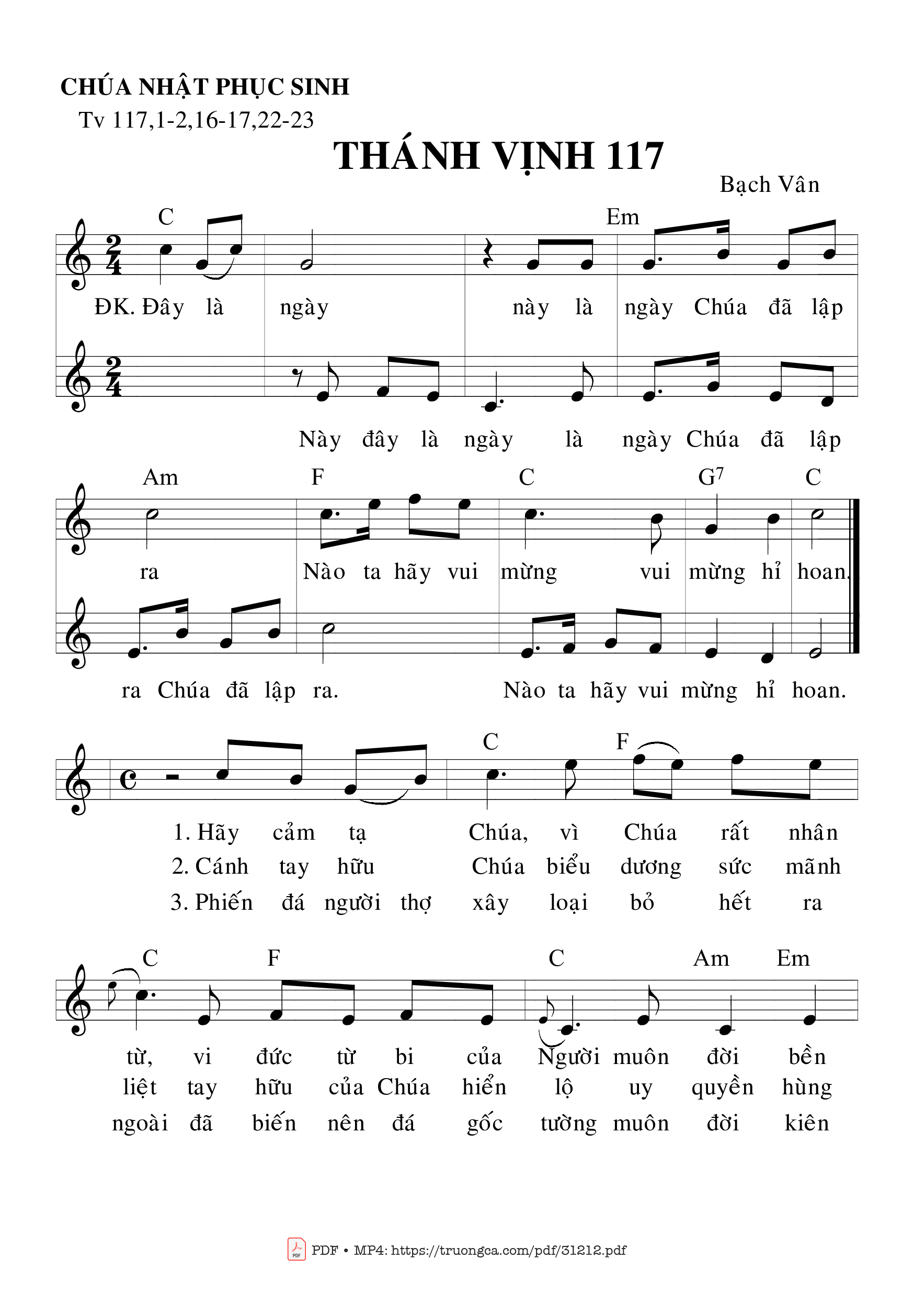 Sheet PDF of Thánh Vịnh 117, Chúa Nhật Phục Sinh