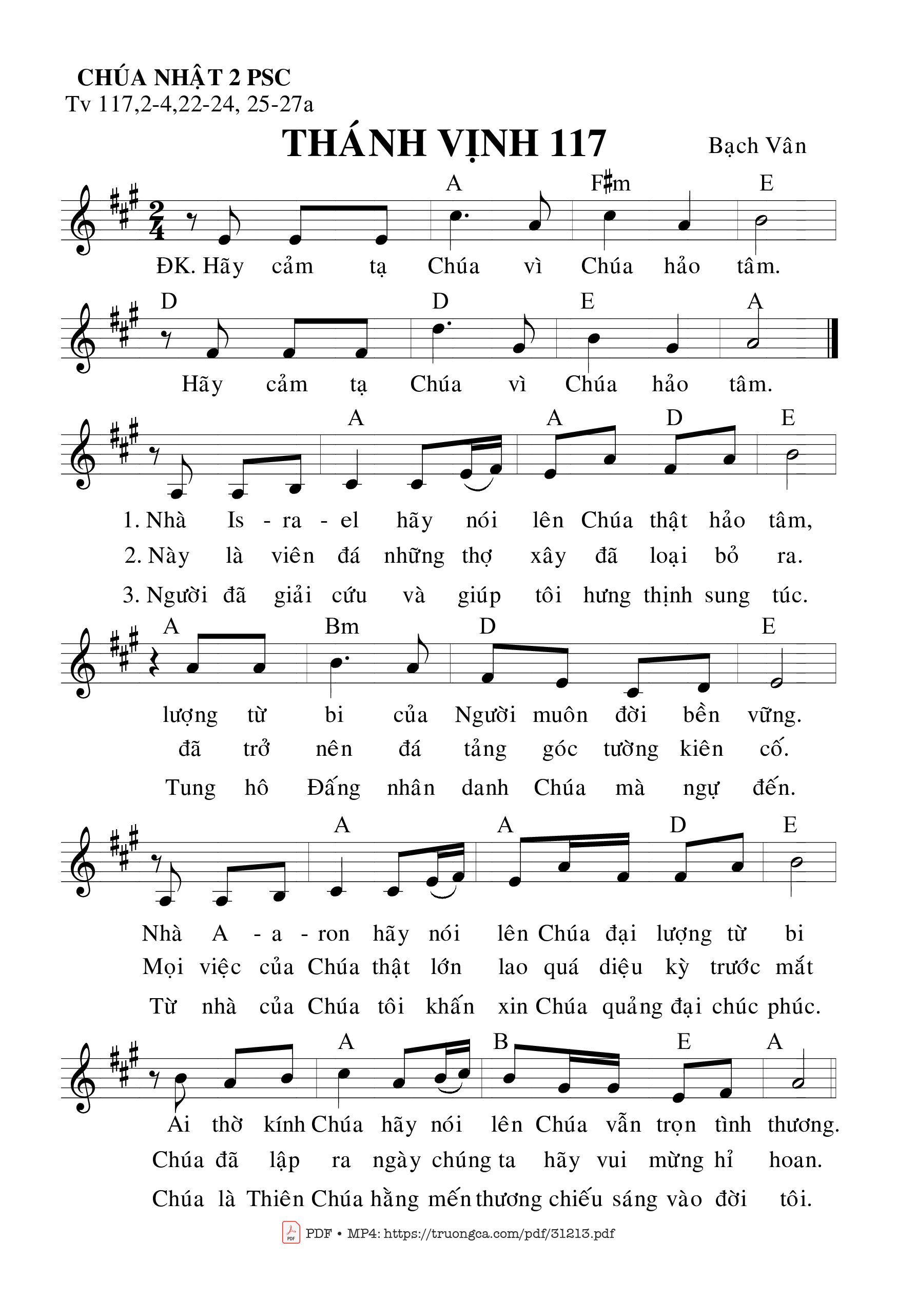 Sheet PDF of Thánh Vịnh 117, Chúa Nhật 2C Phục Sinh