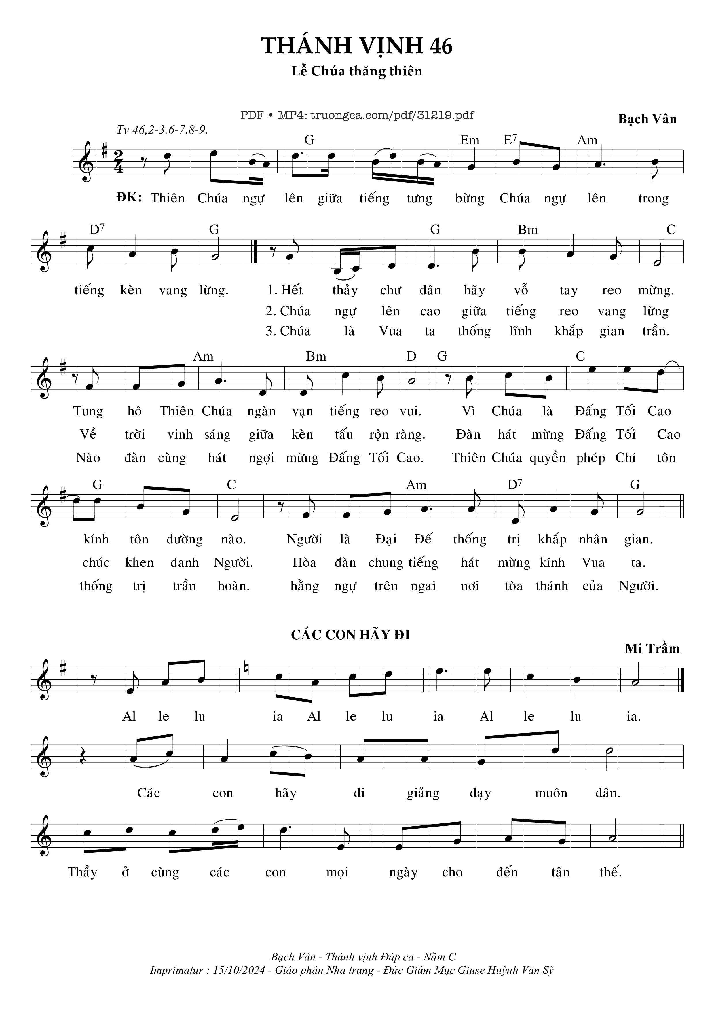 Sheet PDF of Thánh Vịnh 46, Lễ Chúa Thăng Thiên