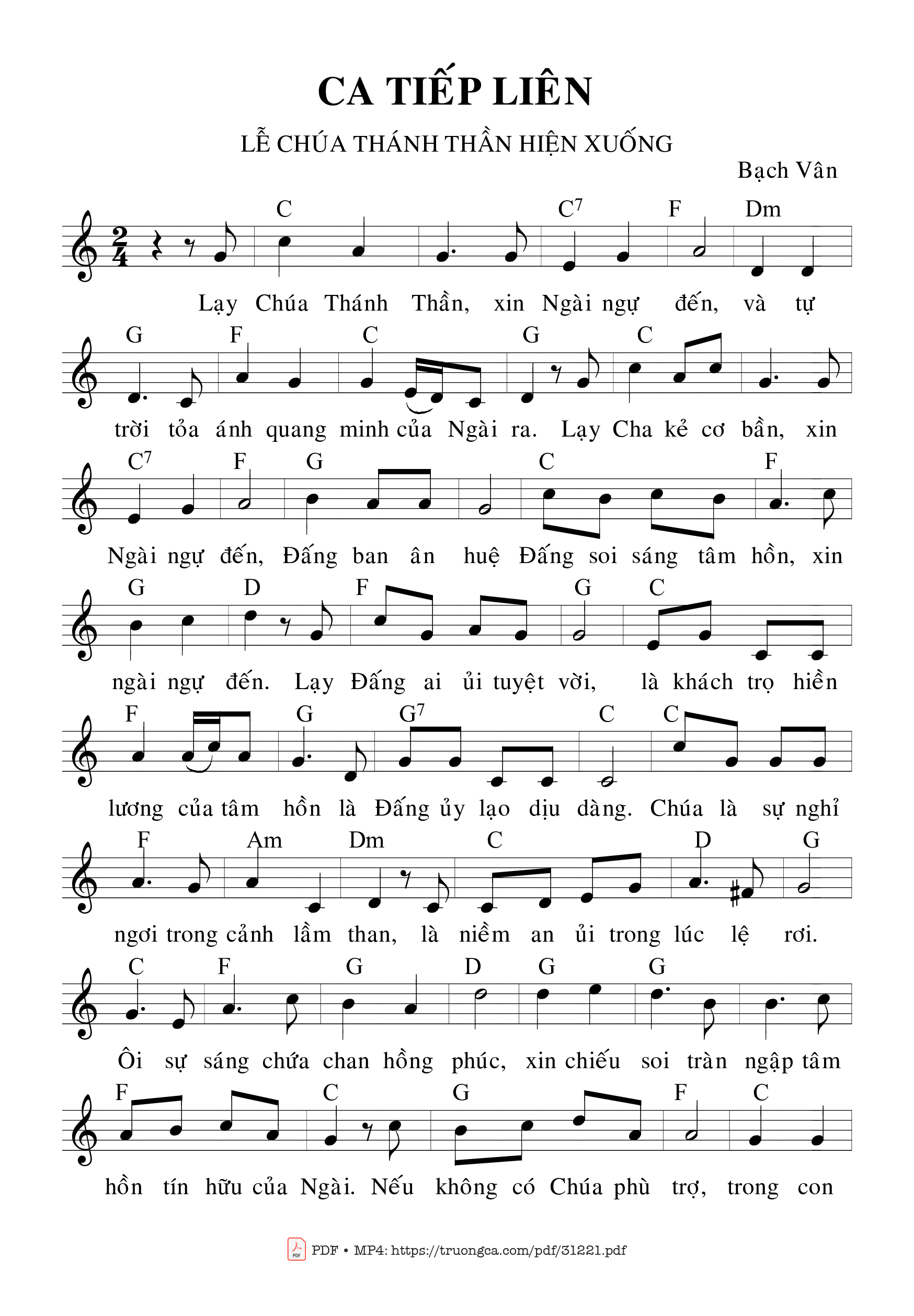 Sheet PDF of Ca Tiếp Liên Lễ Chúa Thánh Thần Hiện Xuống