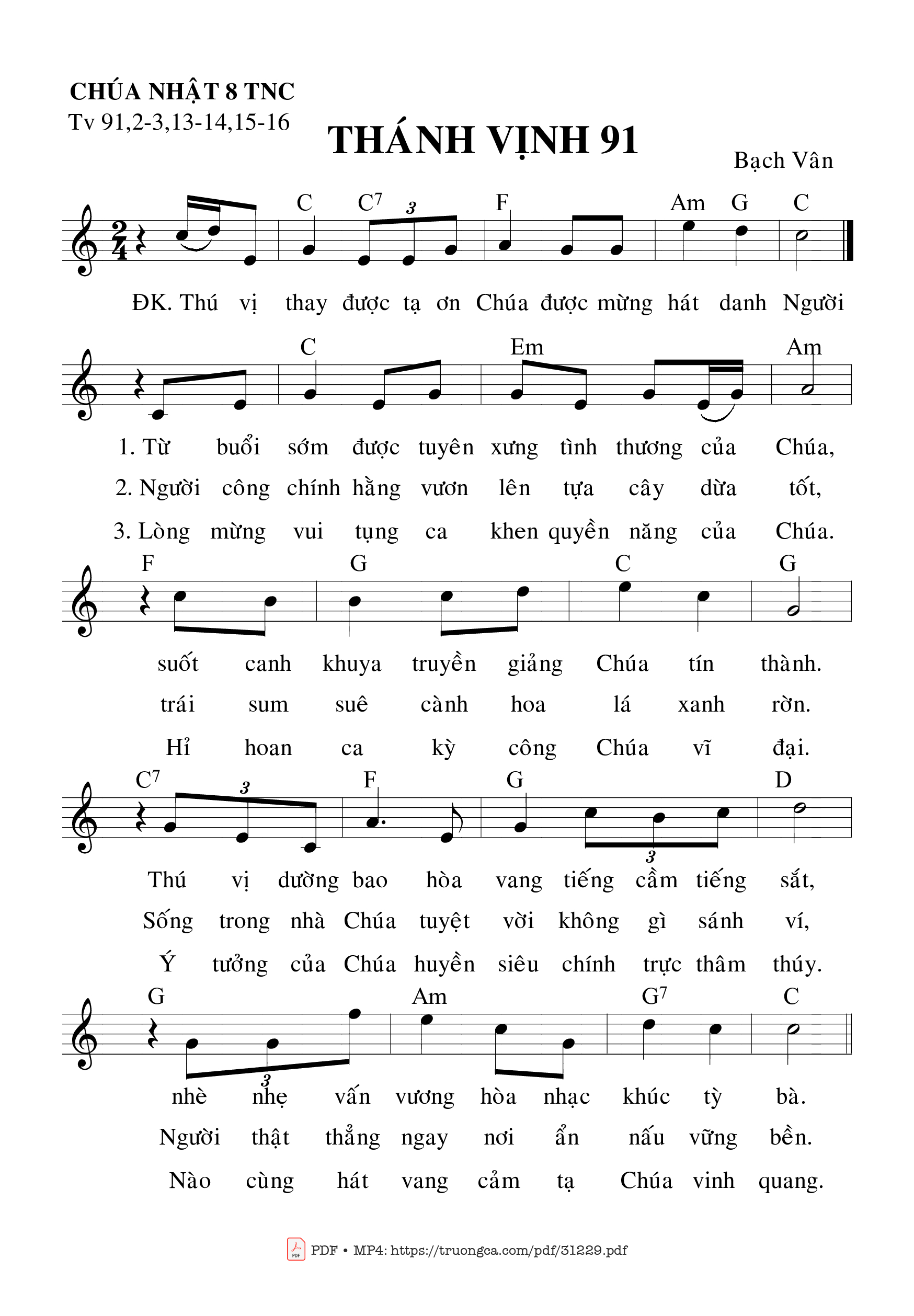 Sheet PDF of Thánh Vịnh 91, Chúa Nhật 8C Thường Niên