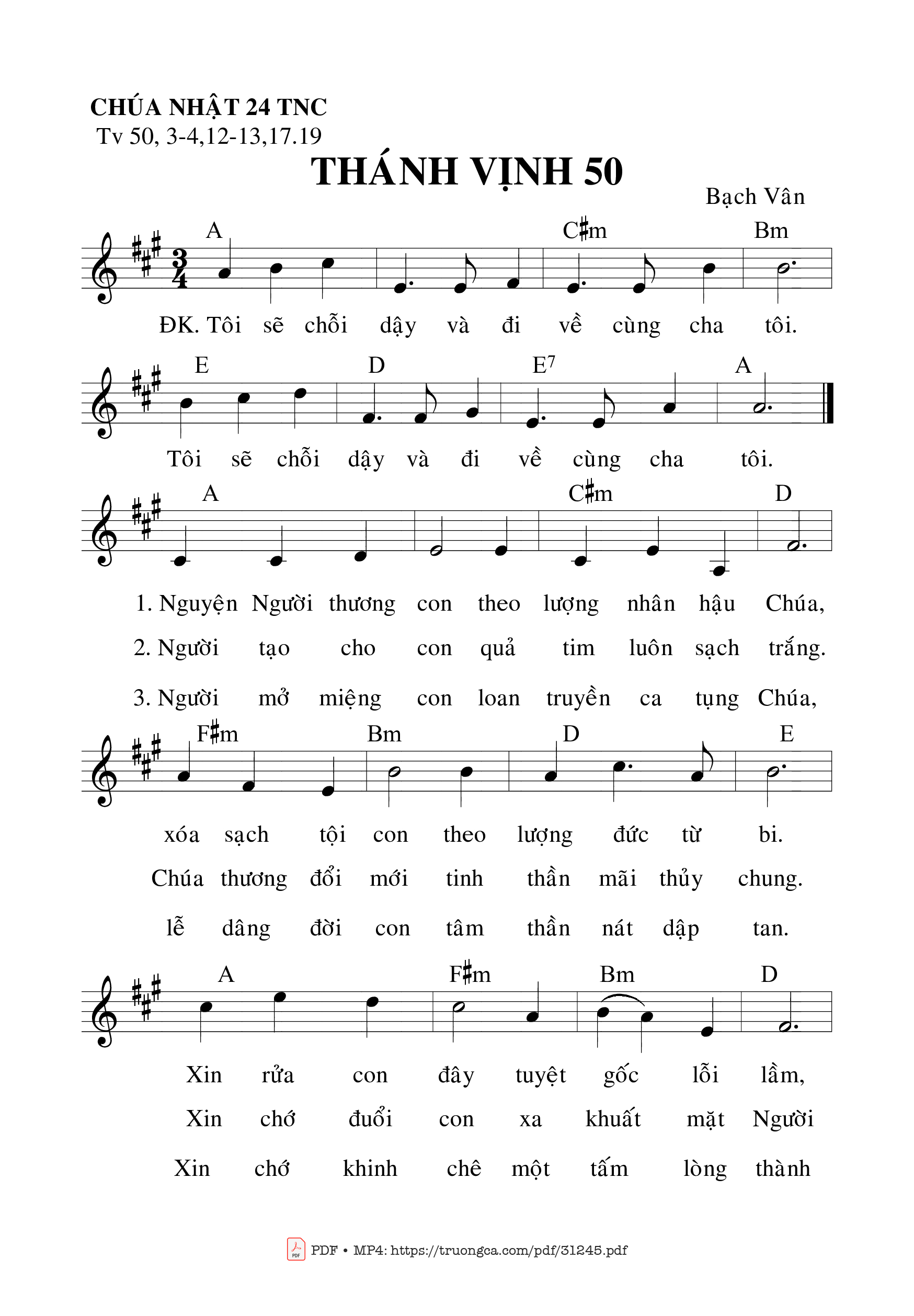 Sheet PDF of Thánh Vịnh 50, Chúa Nhật 24C Thường Niên