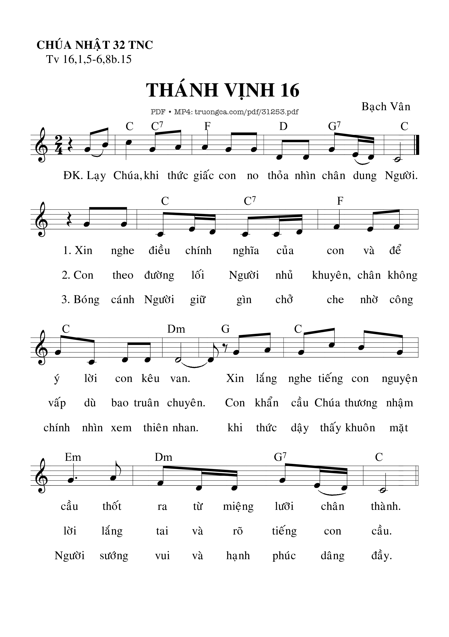 Sheet PDF of Thánh Vịnh 16, Chúa Nhật 32C Thường Niên