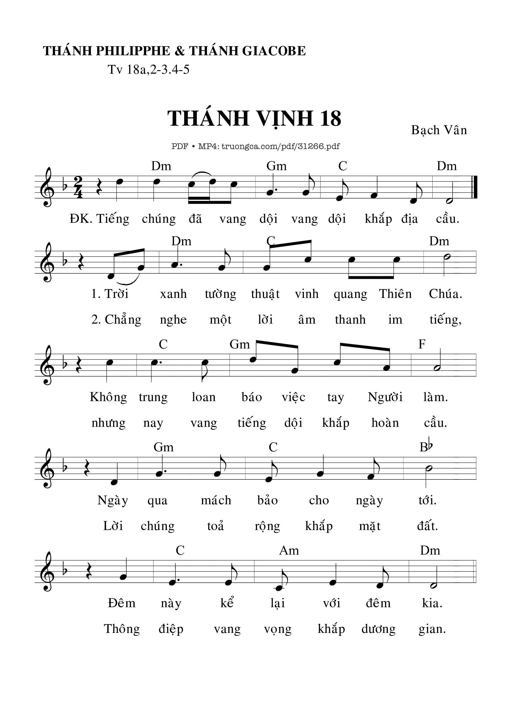 Sheet PDF of Thánh Vịnh 18, Lễ Thánh Phi-Lip-Phê Và Thánh Gia-Cô-Brr