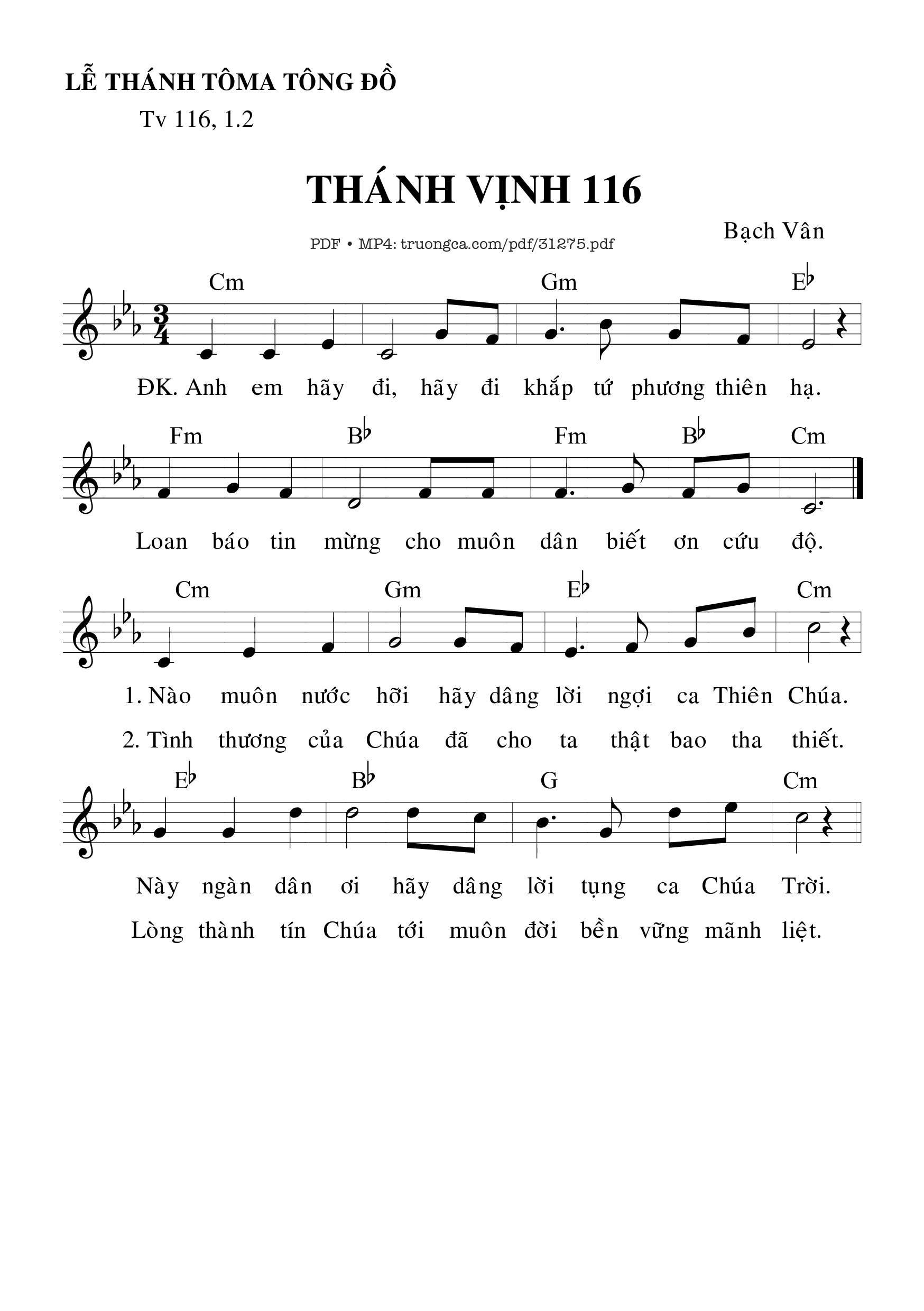 Sheet PDF of Thánh Vịnh 116, Lễ Thánh Tô-Ma Tông Đồ