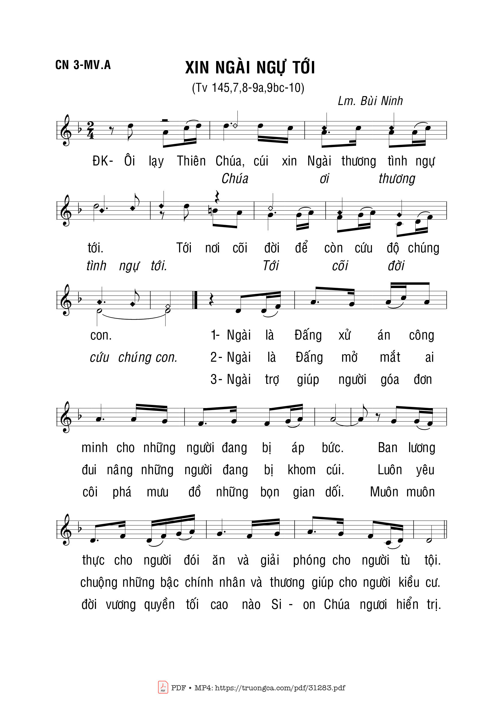 Sheet PDF of Thánh Vịnh 145, Xin Ngài Ngự Tới