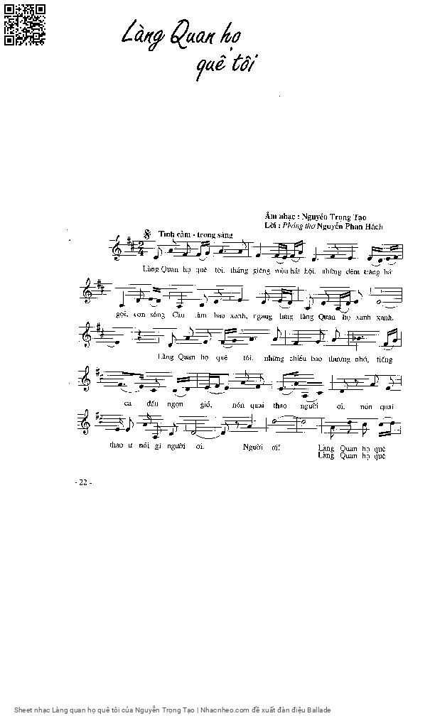 Sheet PDF of Làng quan họ quê tôi