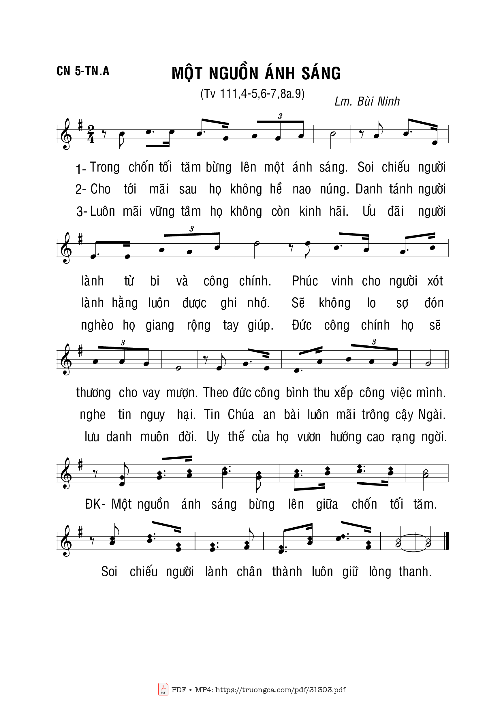 Sheet PDF of Một Nguồn Ánh Sáng