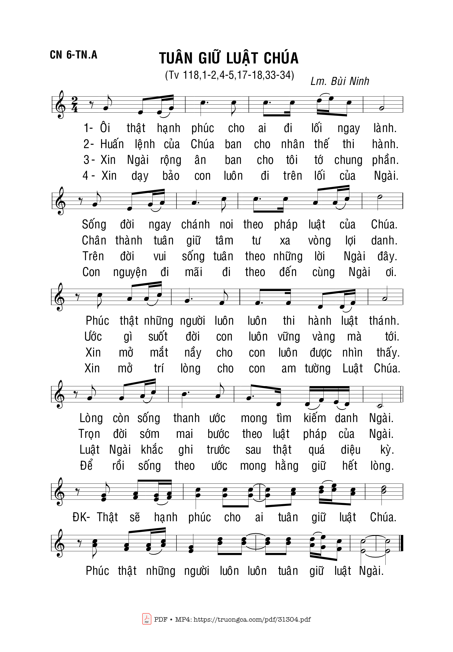 Sheet PDF of Tuân Giữ Luật Chúa