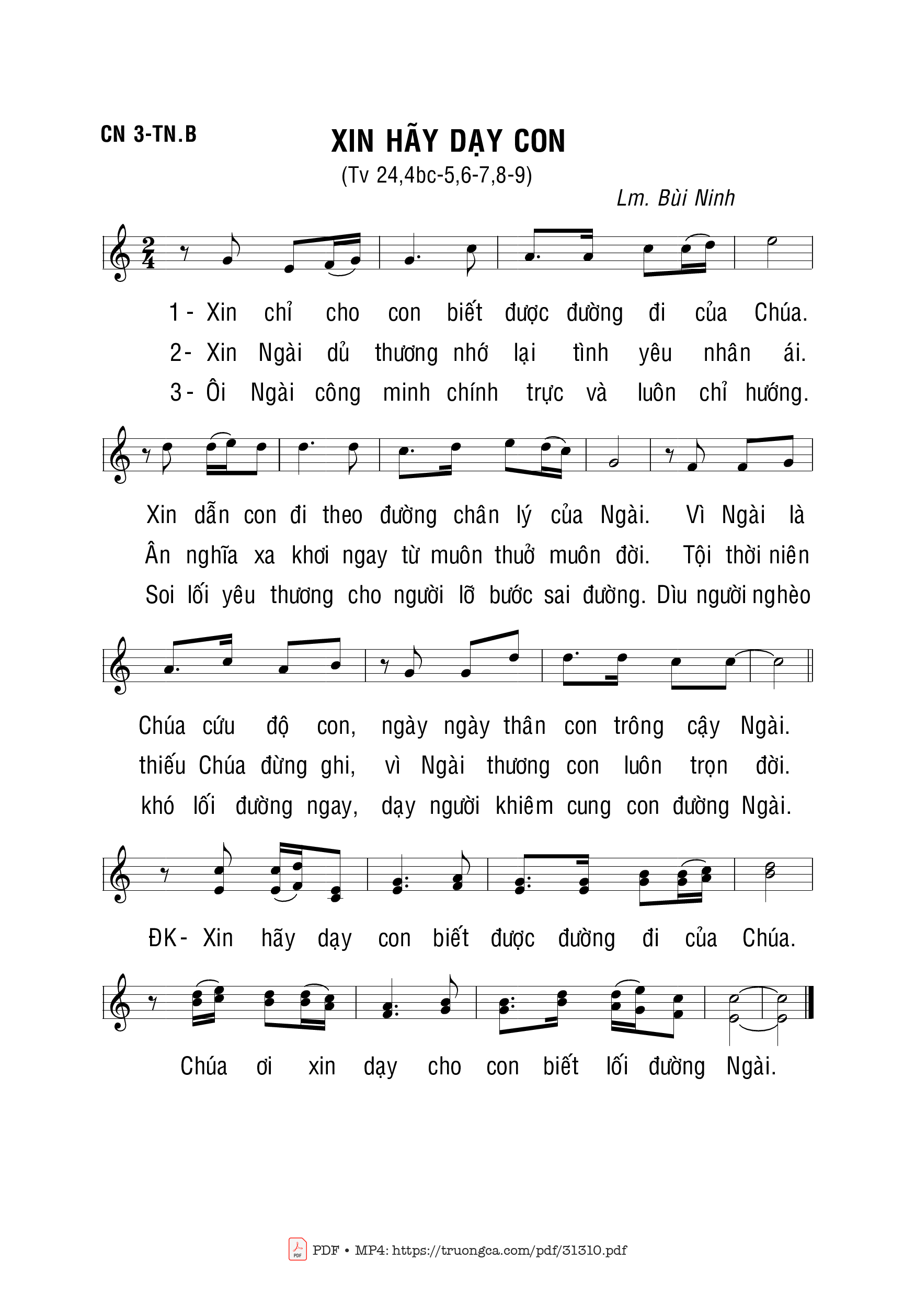 Sheet PDF of Xin Hãy Dạy Con