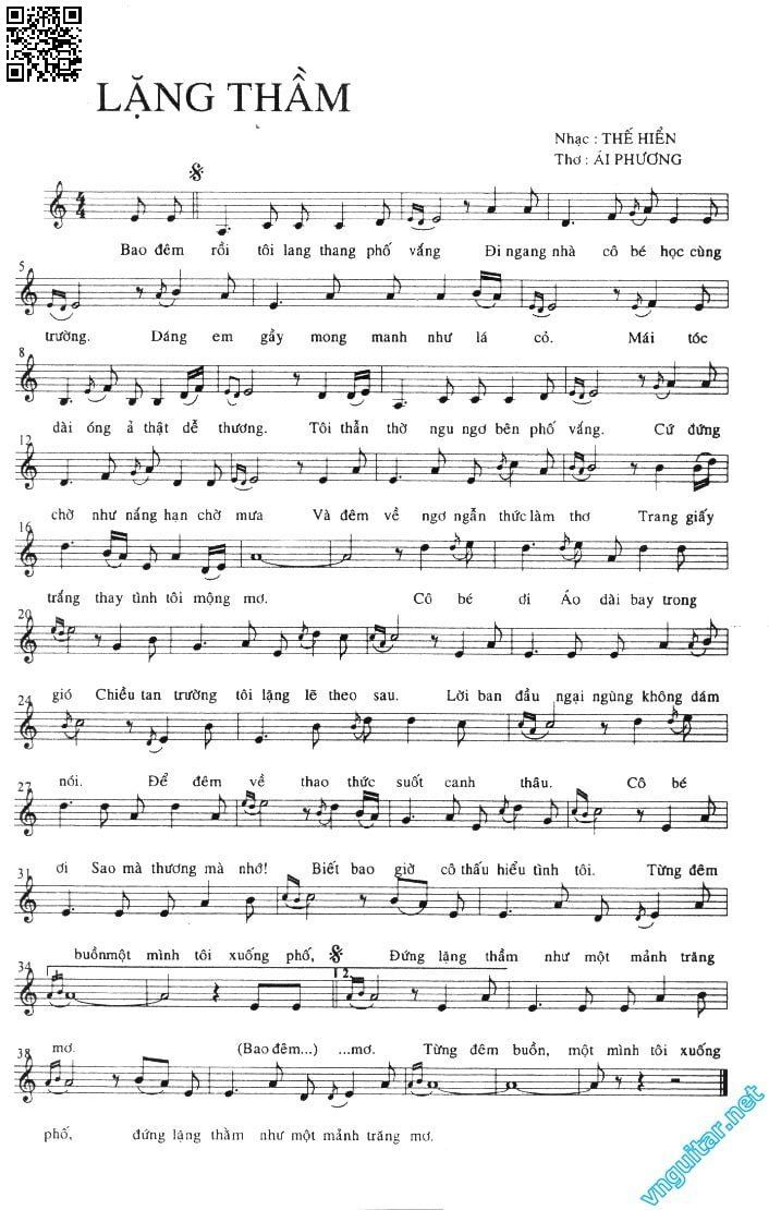 Page 2 of Sheet music PDF Lặng thầm - Thế Hiển