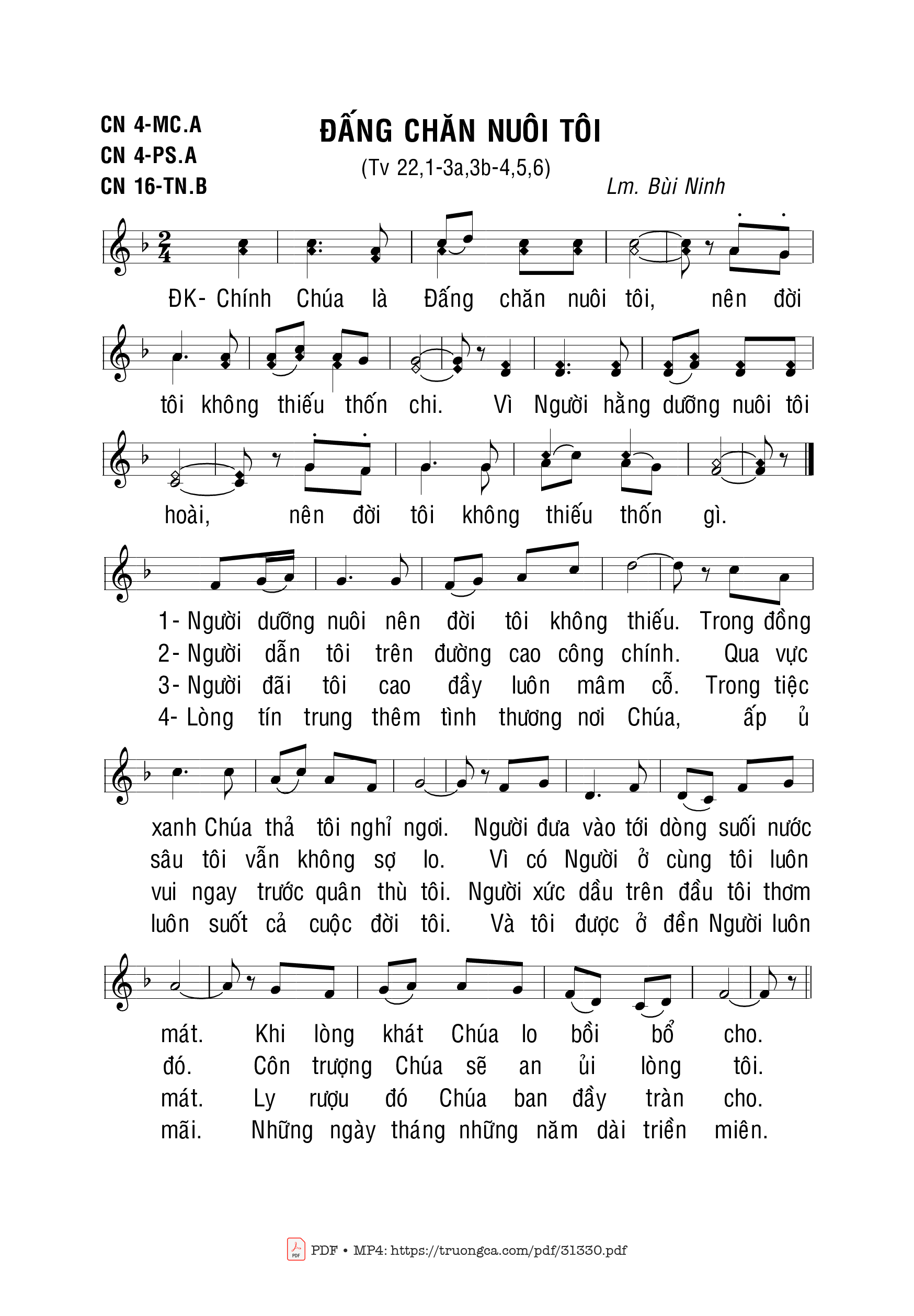 Sheet PDF of Đấng Chăn Nuôi Tôi