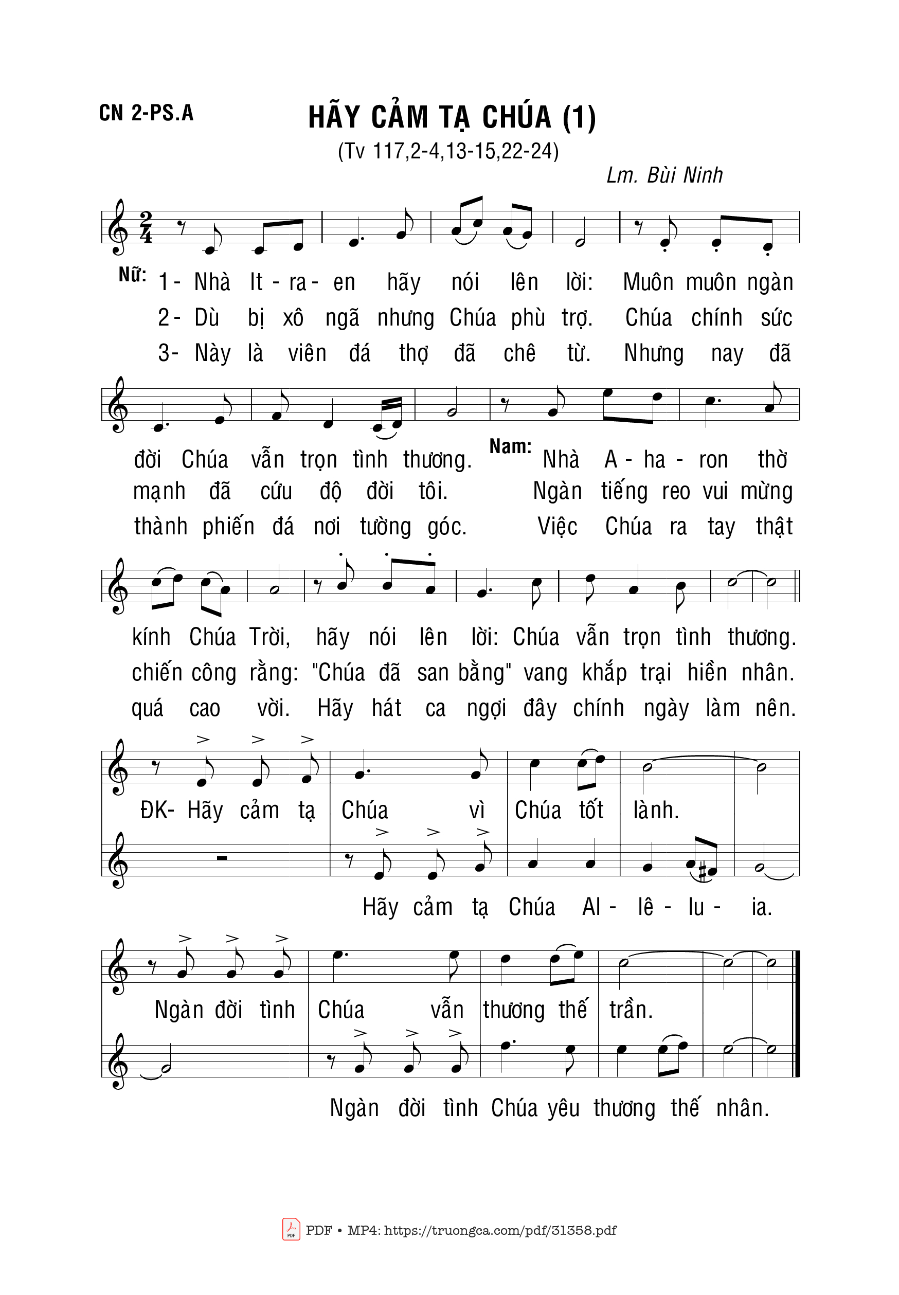 Page 1 of Sheet music PDF Hãy Cảm Tạ Chúa 1 - Bùi Ninh