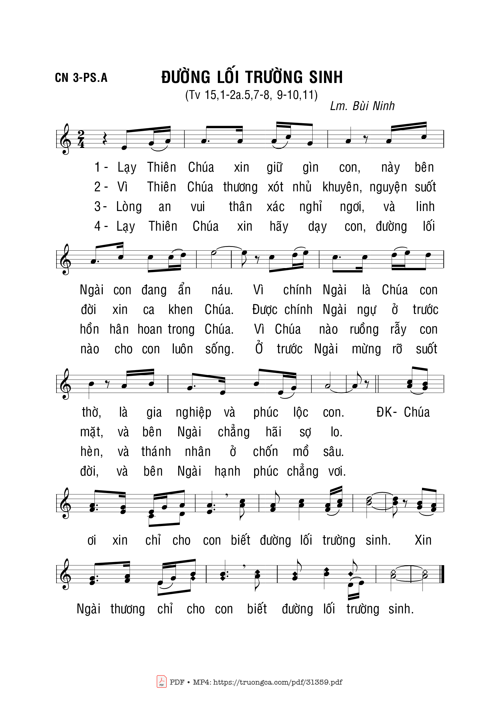 Sheet PDF of Đường Lối Trường Sinh