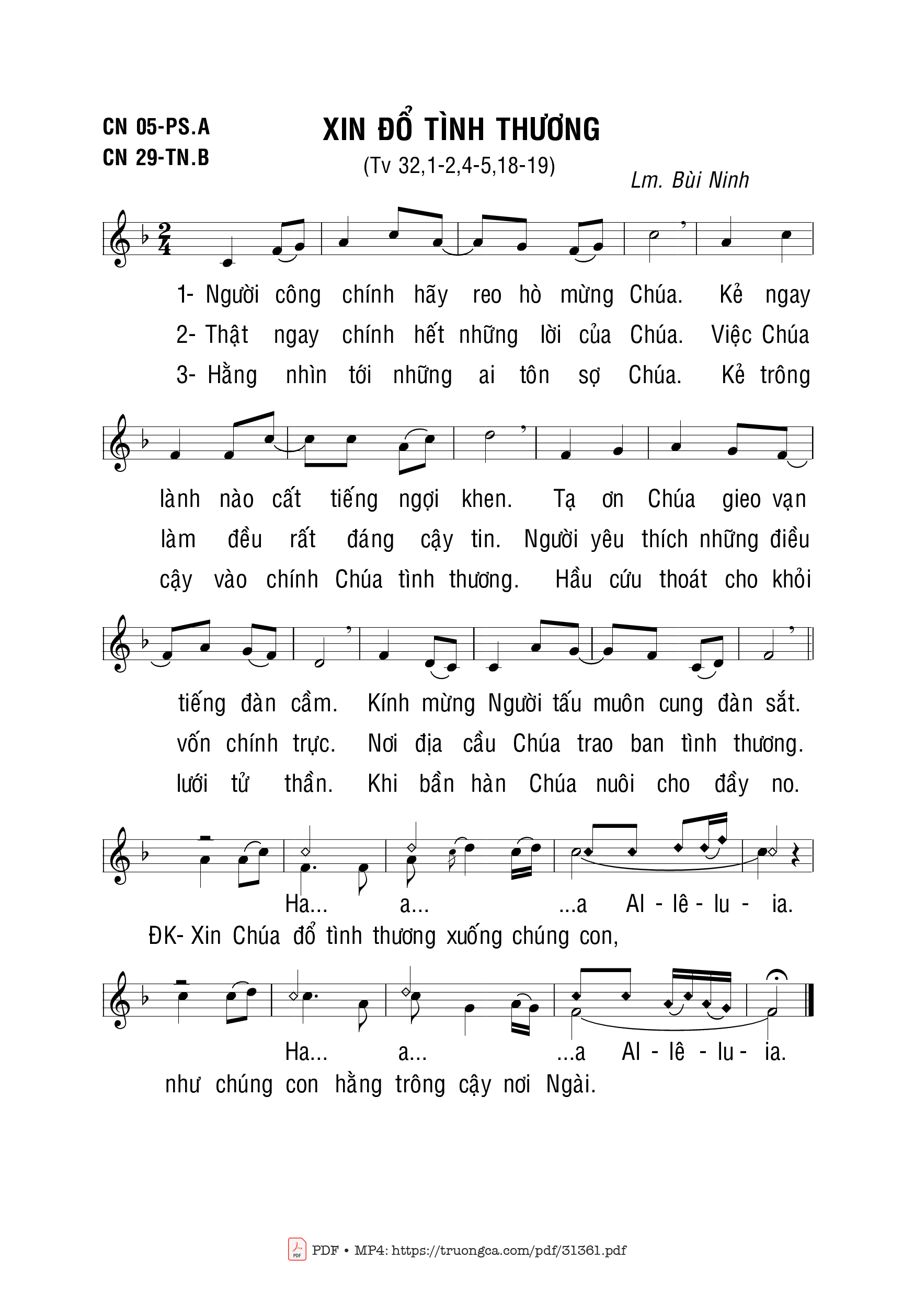 Page 1 of Sheet music PDF Xin Đổ Tình Thương - Bùi Ninh