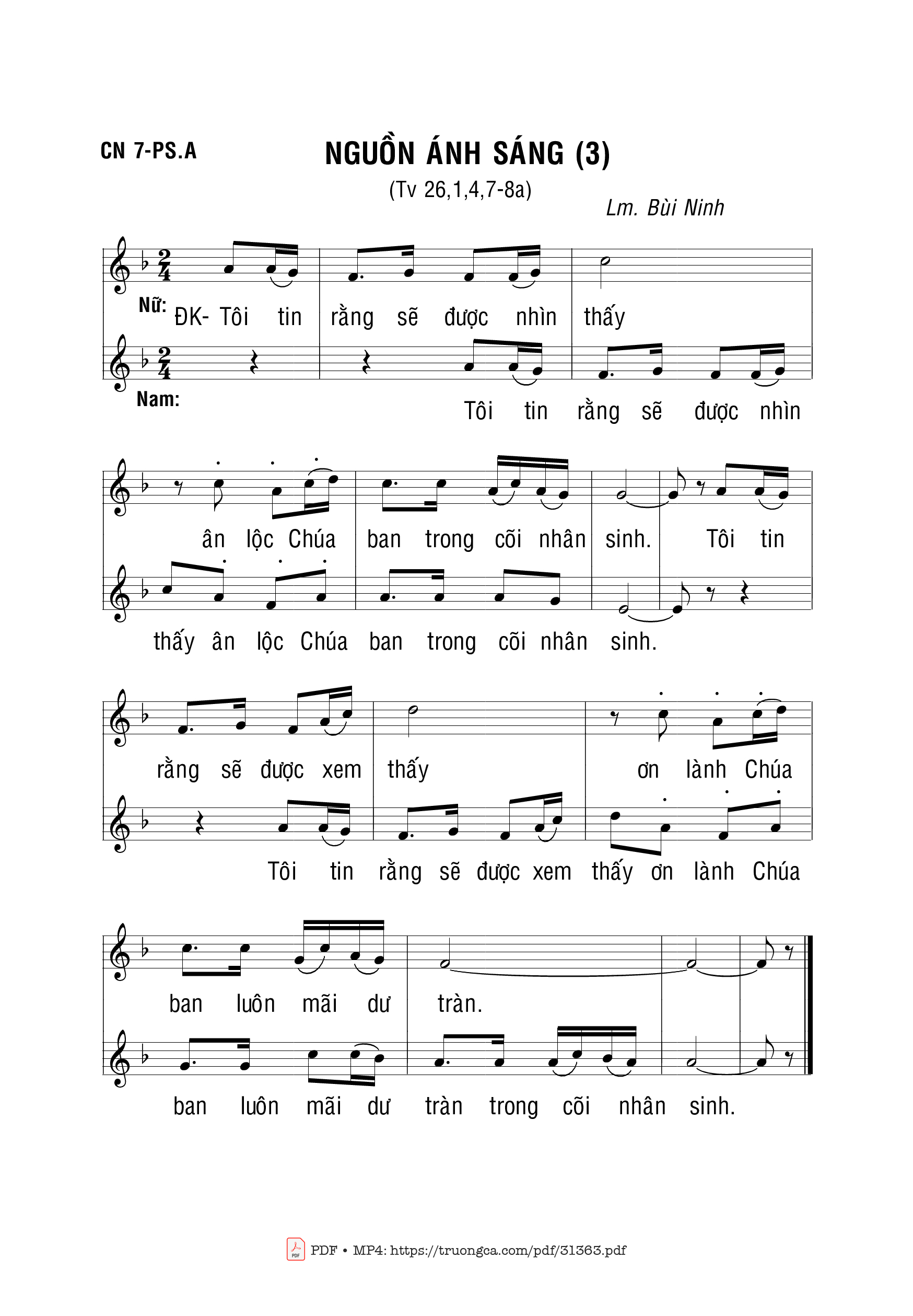 Page 1 of Sheet music PDF Nguồn Ánh Sáng (3) - Bùi Ninh