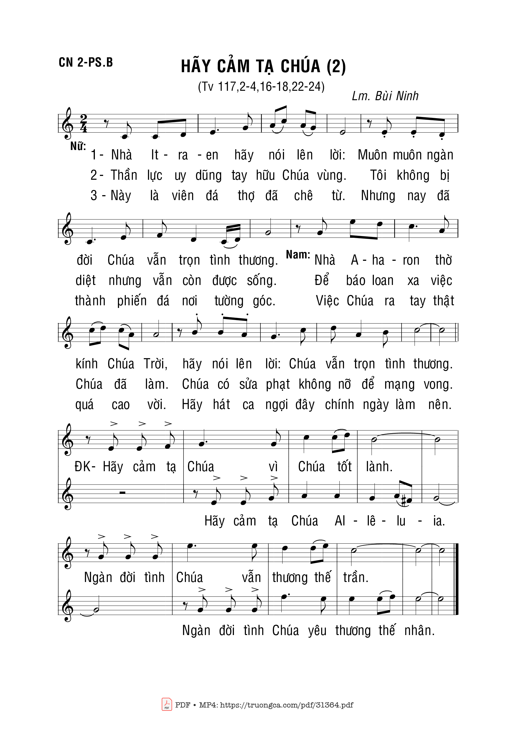 Page 1 of Sheet music PDF Hãy Cảm Tạ Chúa (2) - Bùi Ninh