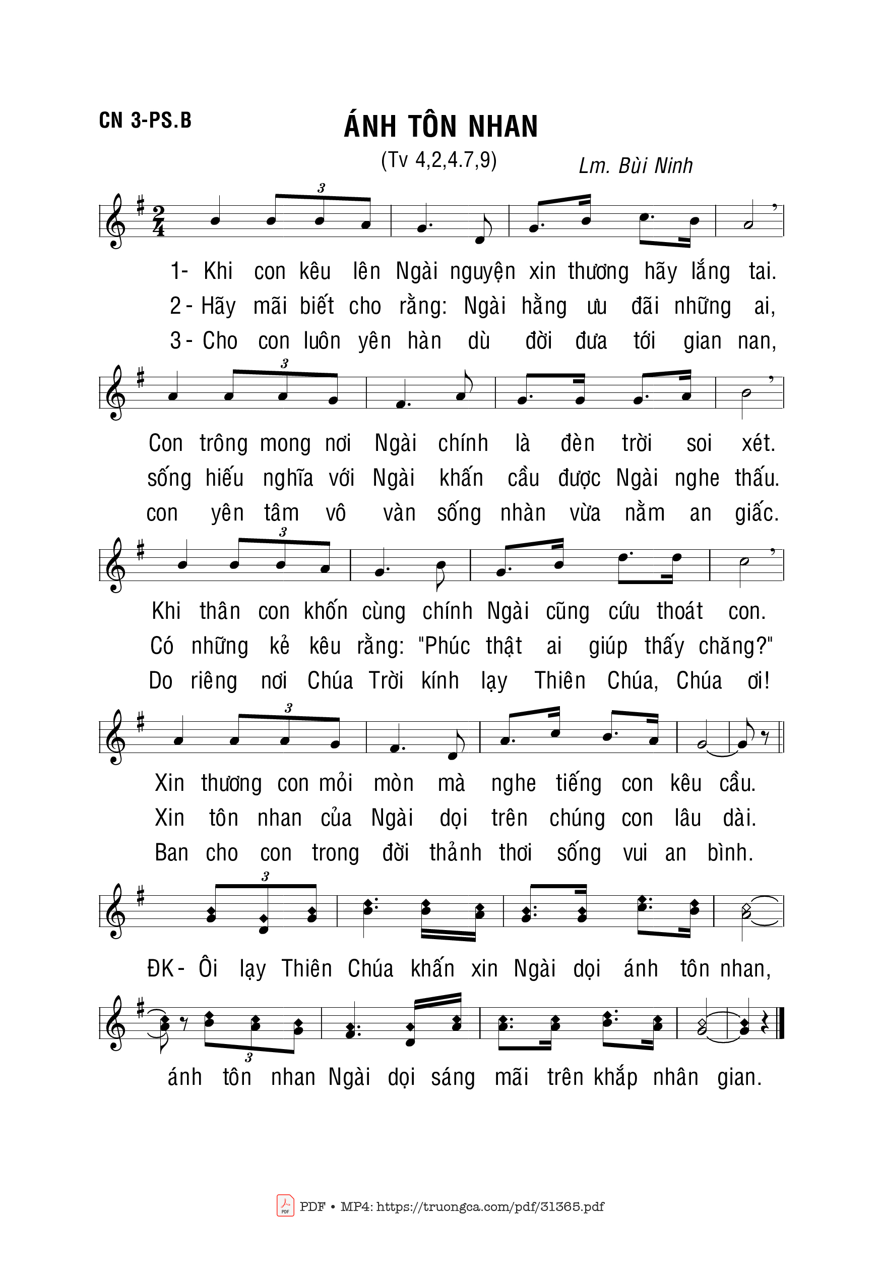 Sheet PDF of Ánh Tôn Nhan - Bùi Ninh