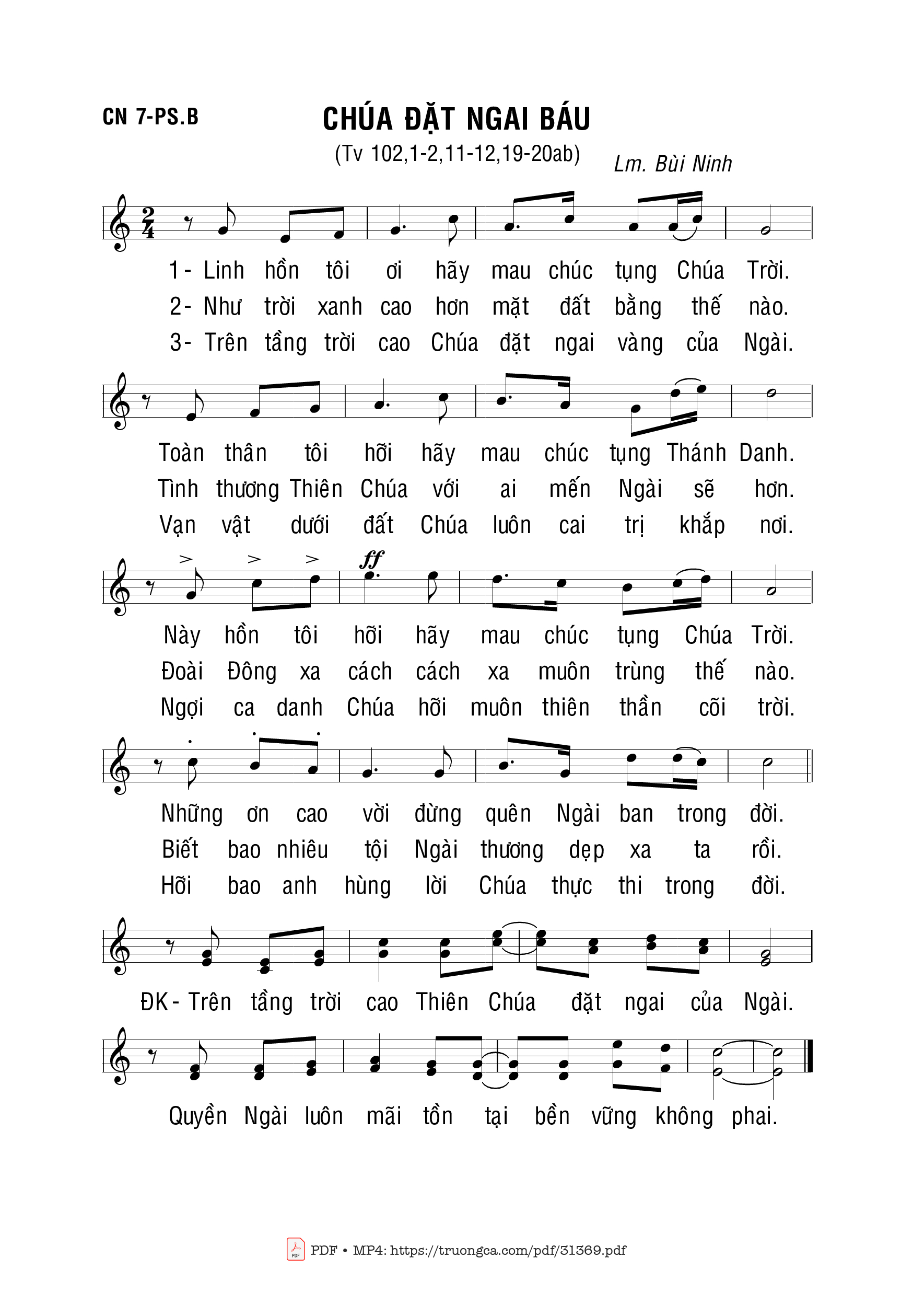 Page 1 of Sheet music PDF Chúa Đặt Ngai Báu - Bùi Ninh