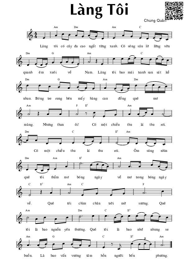 Page 3 of Sheet music PDF Làng tôi - Chung Quân