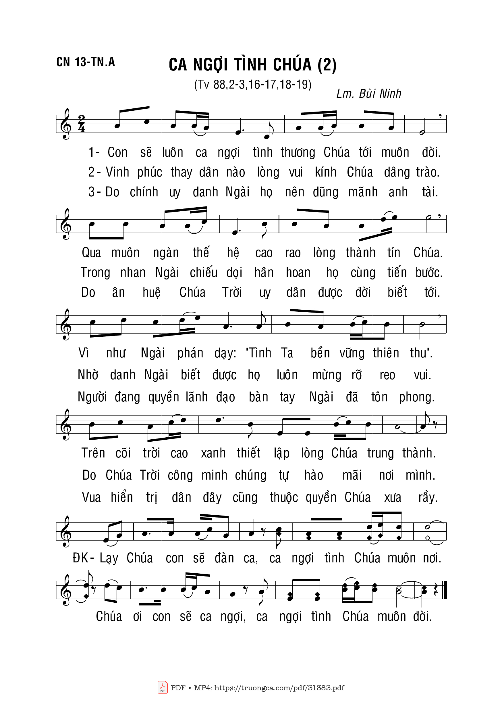 Page 1 of Sheet music PDF Ca Ngợi Tình Chúa (2) - Bùi Ninh