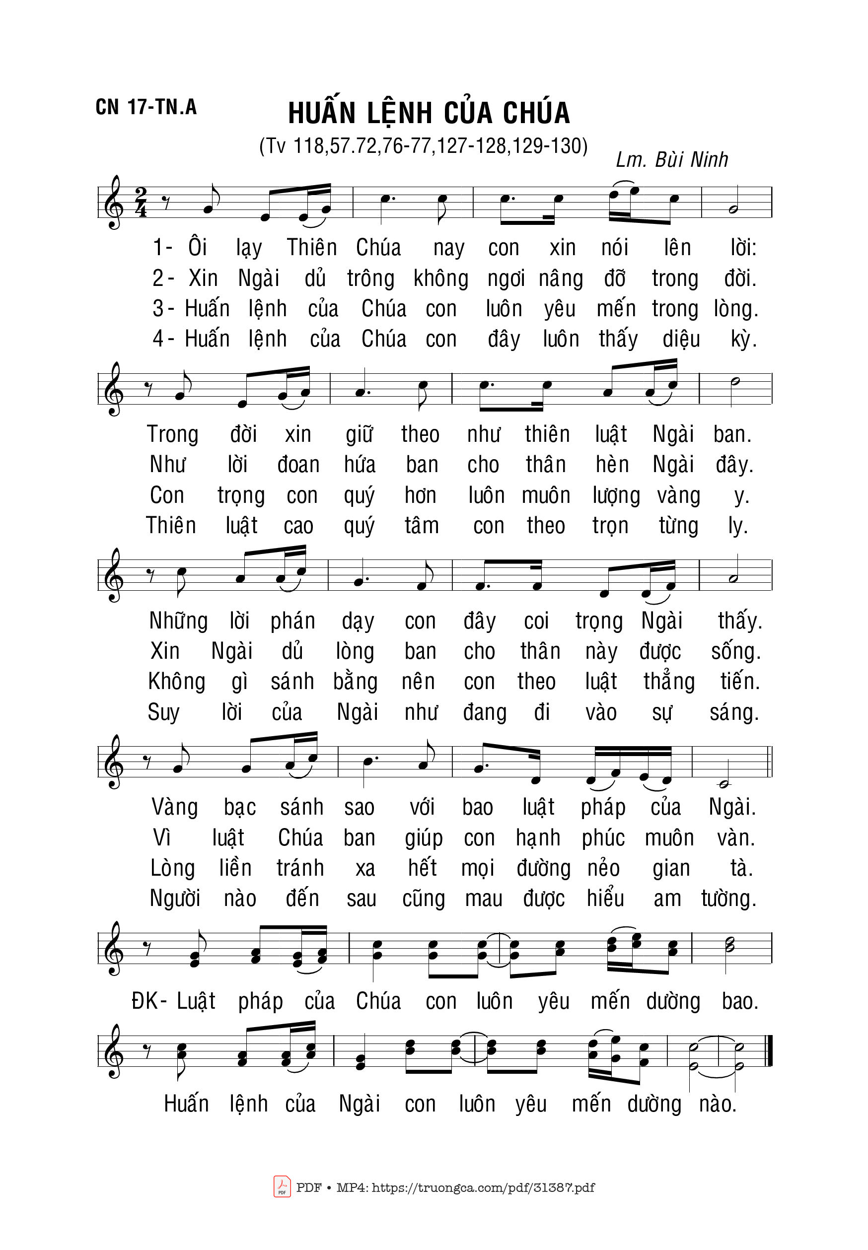 Sheet PDF of Huấn Lệnh Của Chúa