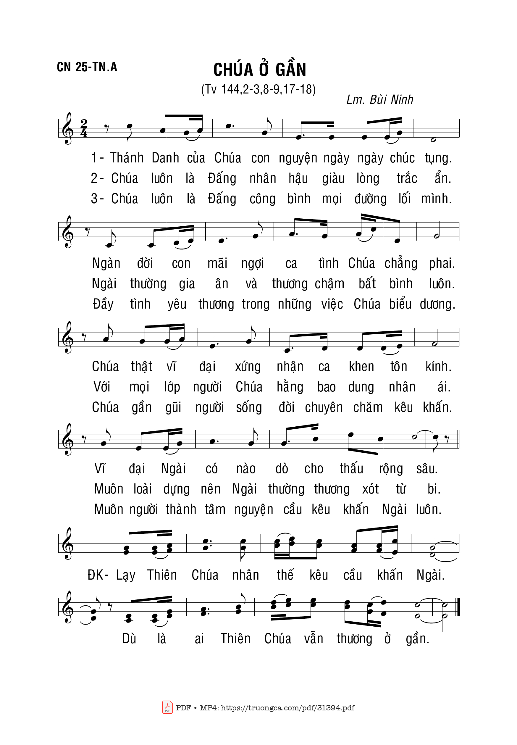 Page 1 of Sheet music PDF Chúa Ở Gần - Bùi Ninh