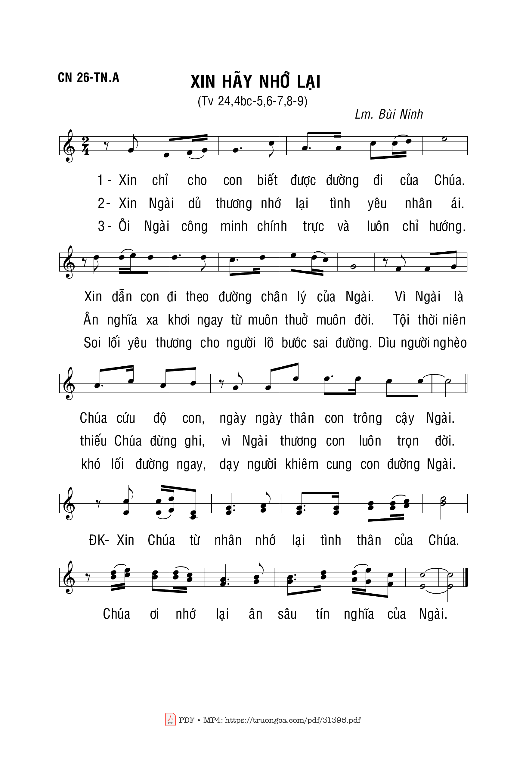 Sheet PDF of Xin Hãy Nhớ Lại