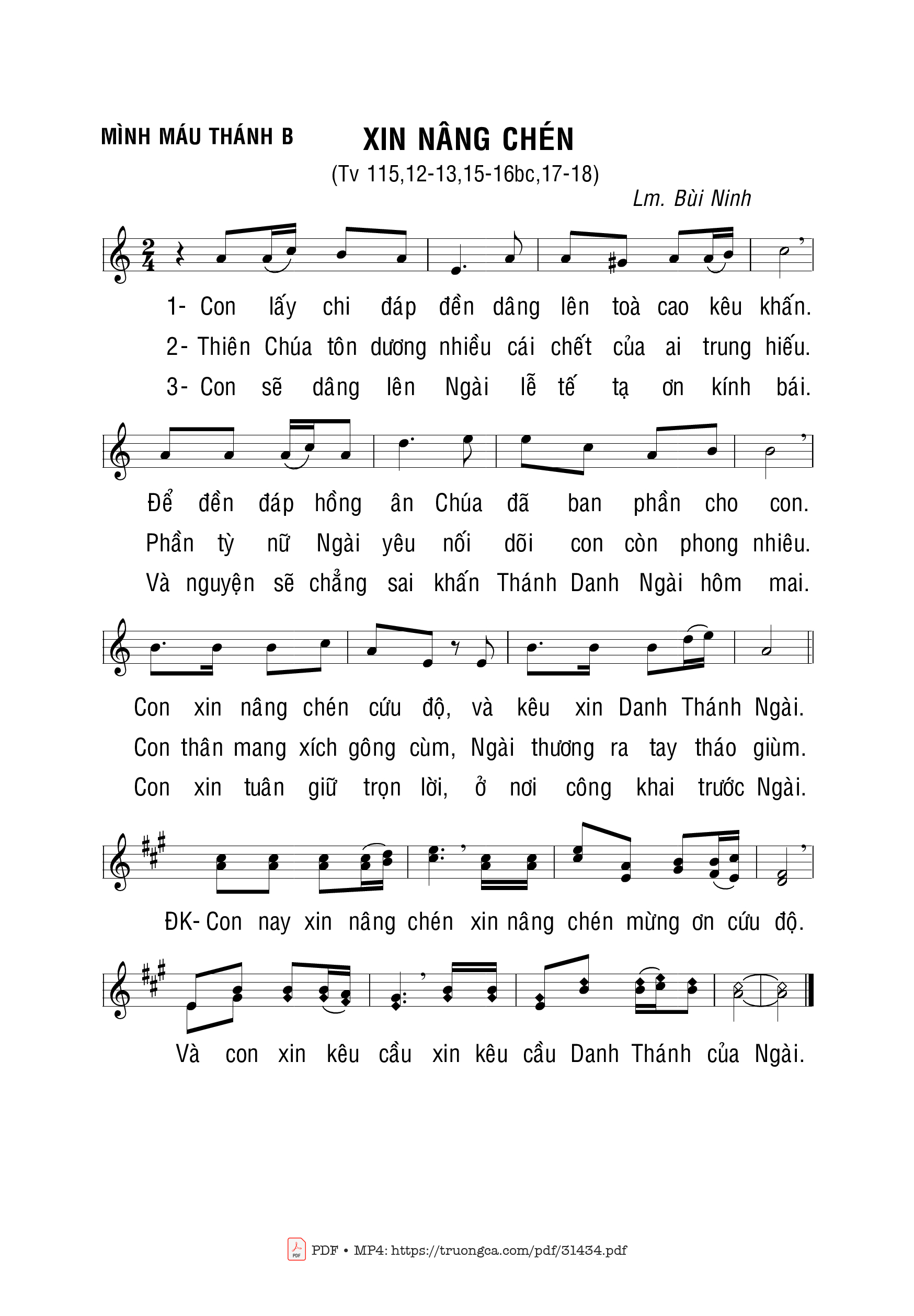 Sheet PDF of Xin Nâng Chén