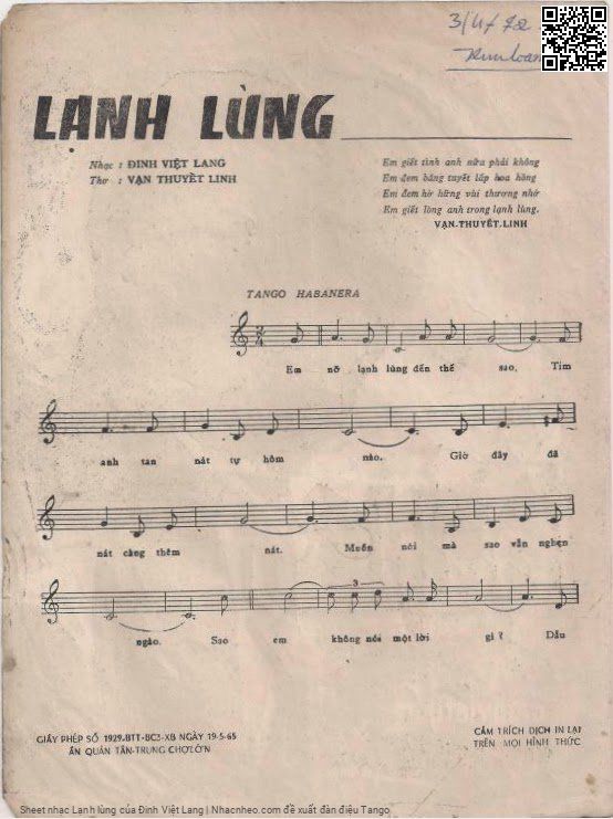 Page 2 of Sheet music PDF Lạnh lùng - Đinh Việt Lang