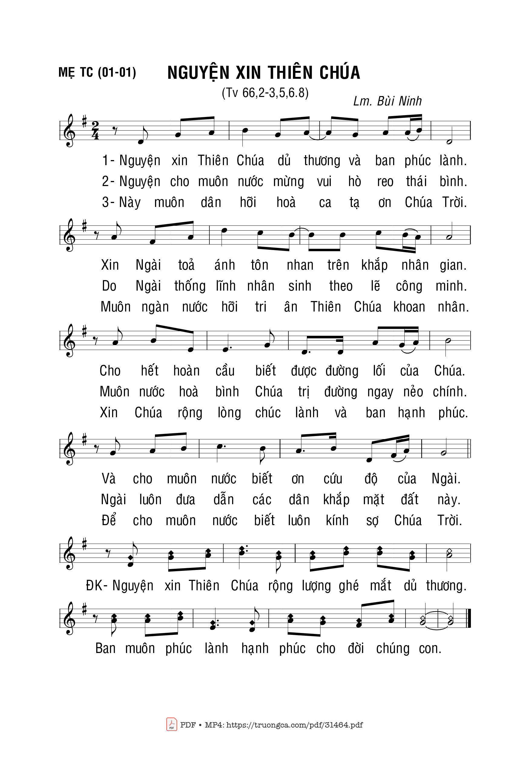 Sheet PDF of Thánh Vịnh 66, Nguyện Xin Thiên Chúa