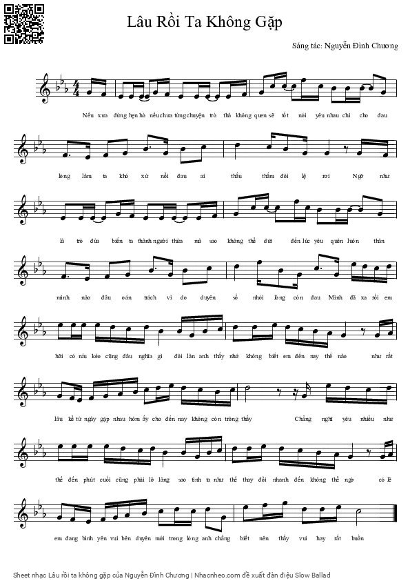 Sheet PDF of Lâu rồi ta không gặp