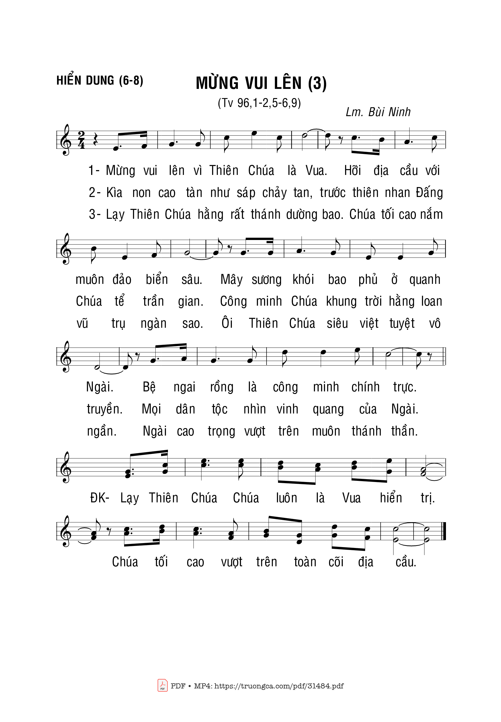 Sheet PDF of Thánh Vịnh 96, Mừng Vui Lên 3