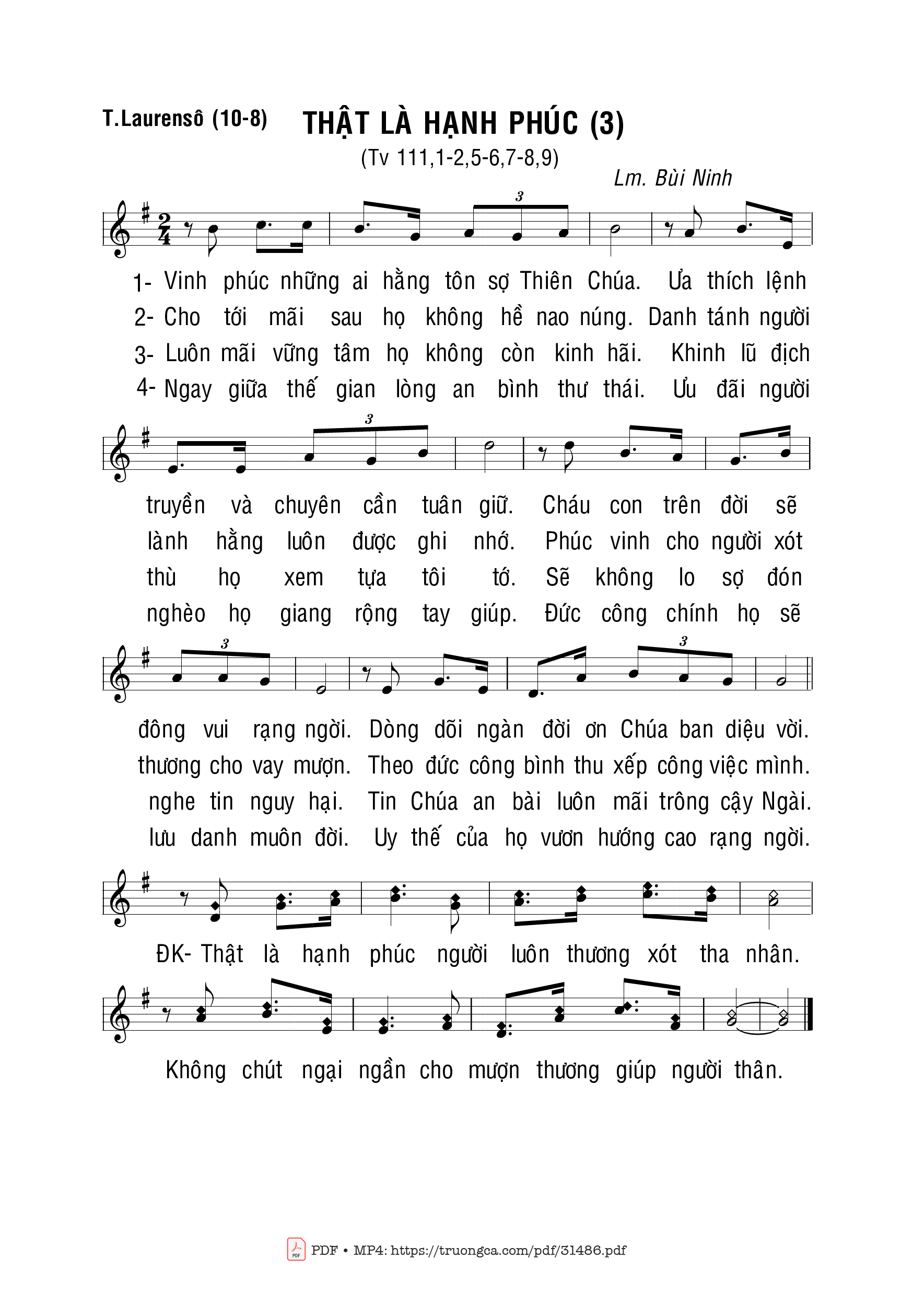 Sheet PDF of Thánh Vịnh 111, Thật Là Hạnh Phúc 3