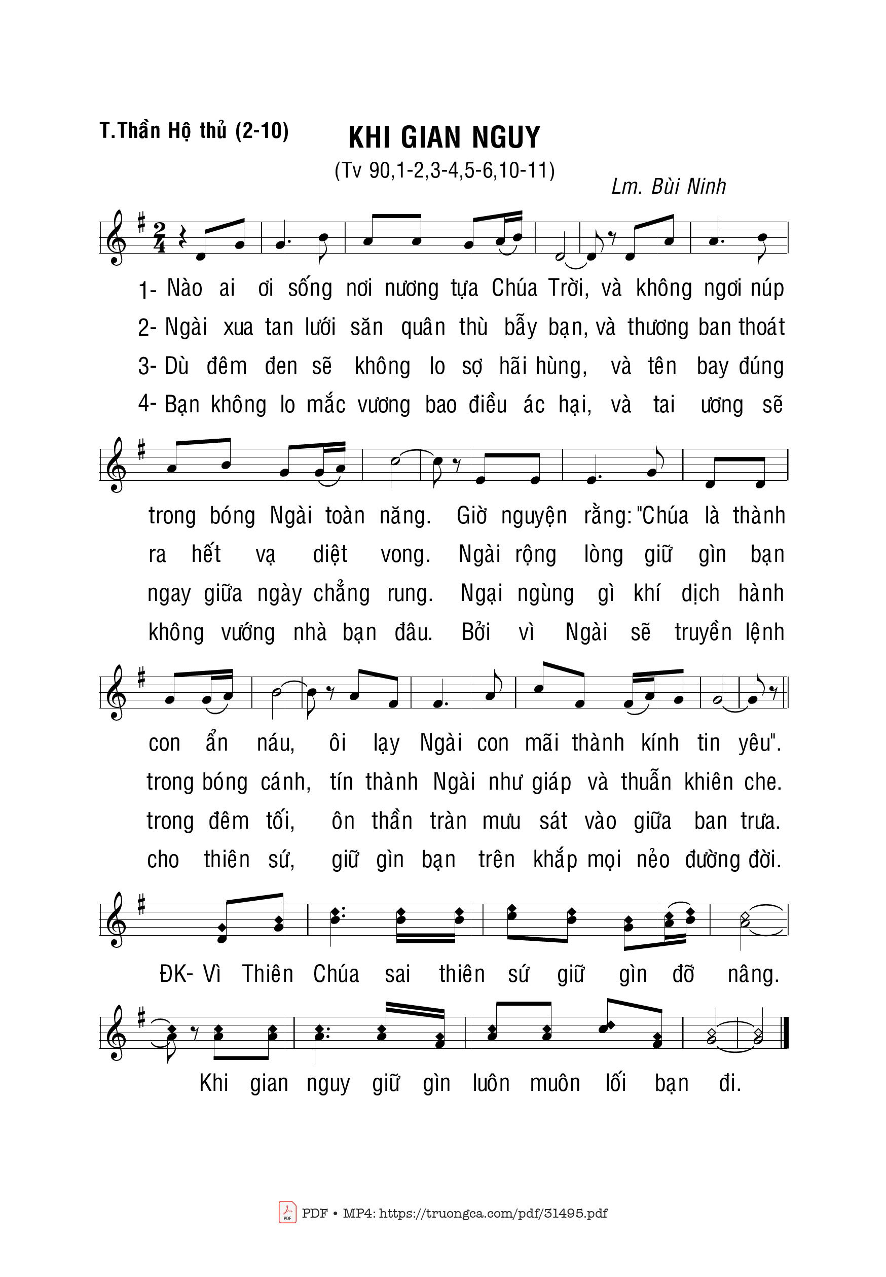 Sheet PDF of Thánh Vịnh 90, Khi Gian Nguy