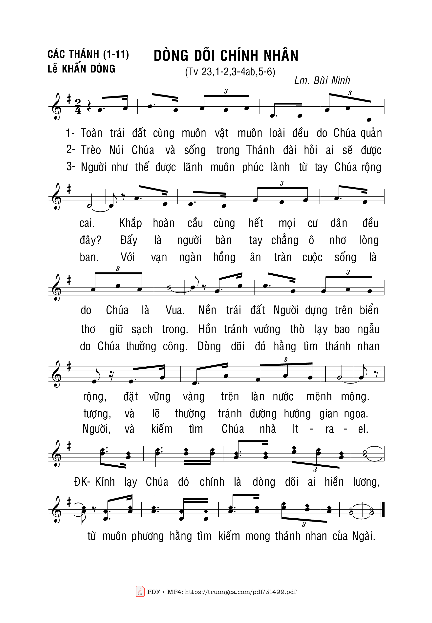 Sheet PDF of Thánh Vịnh 23, Dòng Dõi Chính Nhân