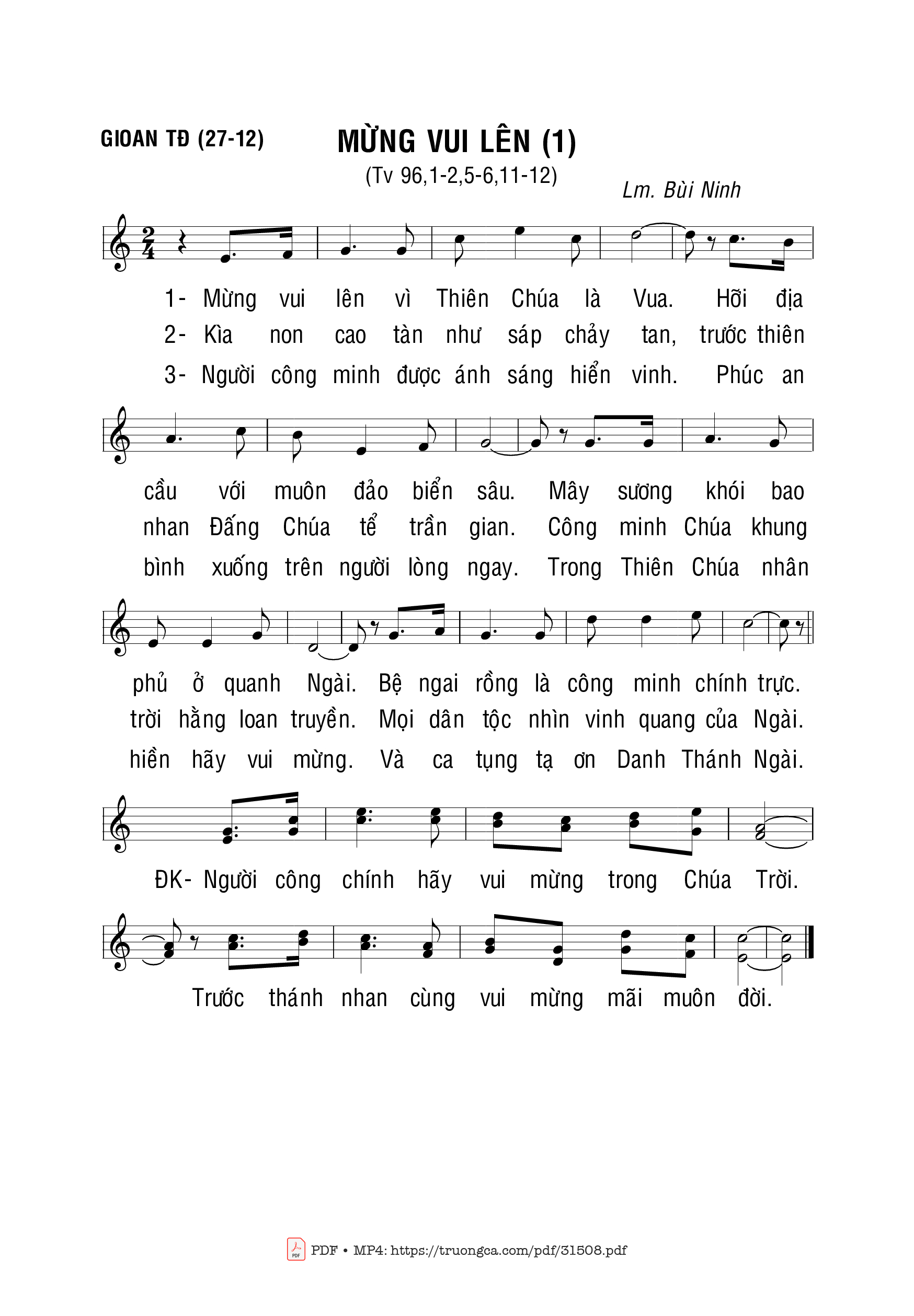 Sheet PDF of Thánh Vịnh 96, Mừng Vui Lên 1