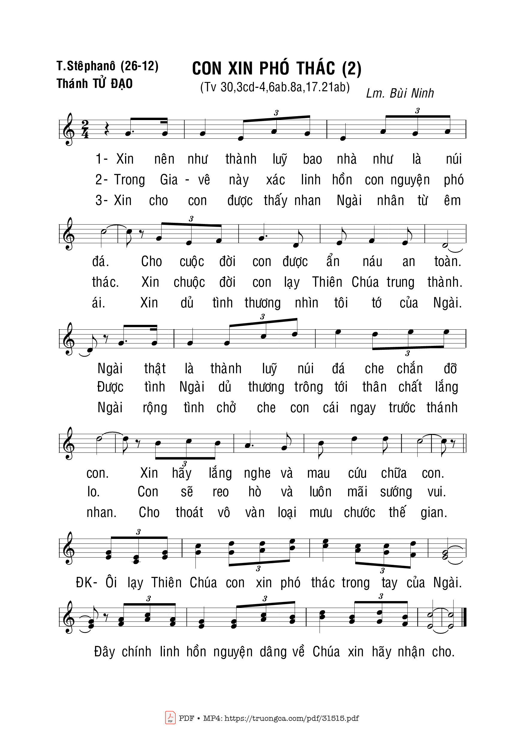 Sheet PDF of Thánh Vịnh 30, Con Xin Phó Thác (2